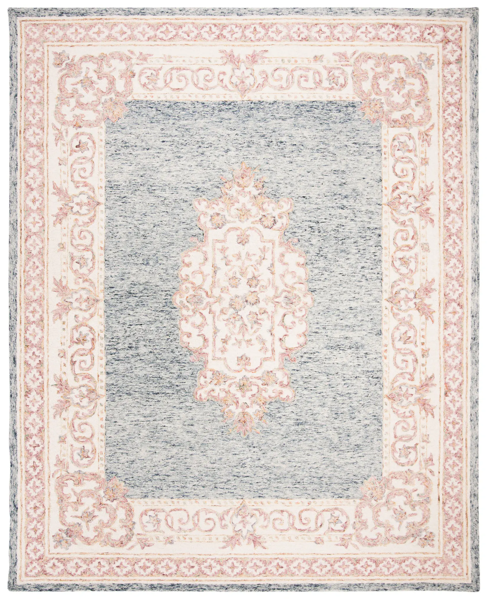 Aubusson Cartouche Medallion Hand-Tufted Wool Rug