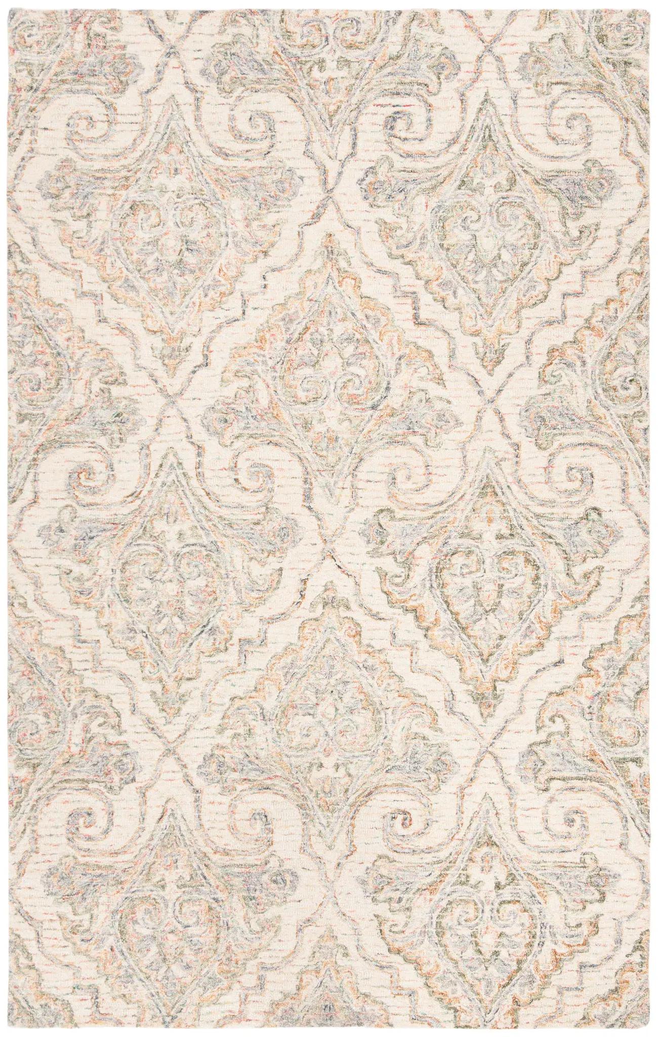 Aubusson Damask Hand-Tufted Wool Rug