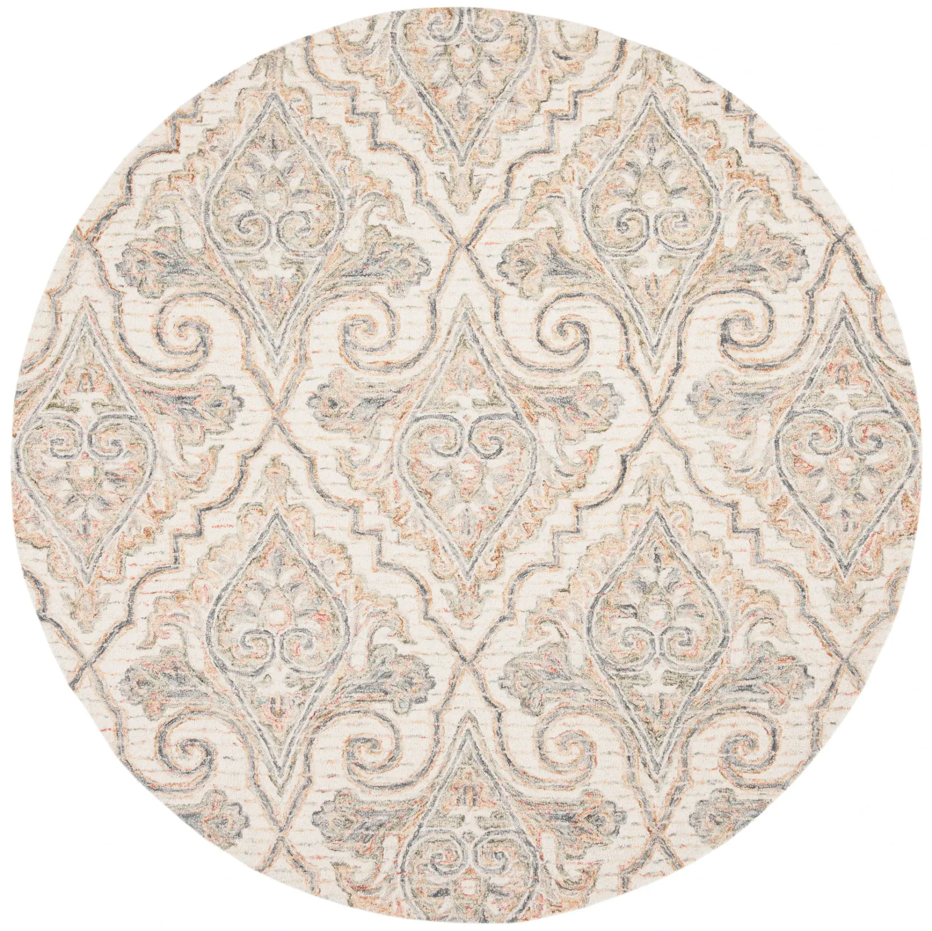 Aubusson Damask Hand-Tufted Wool Rug