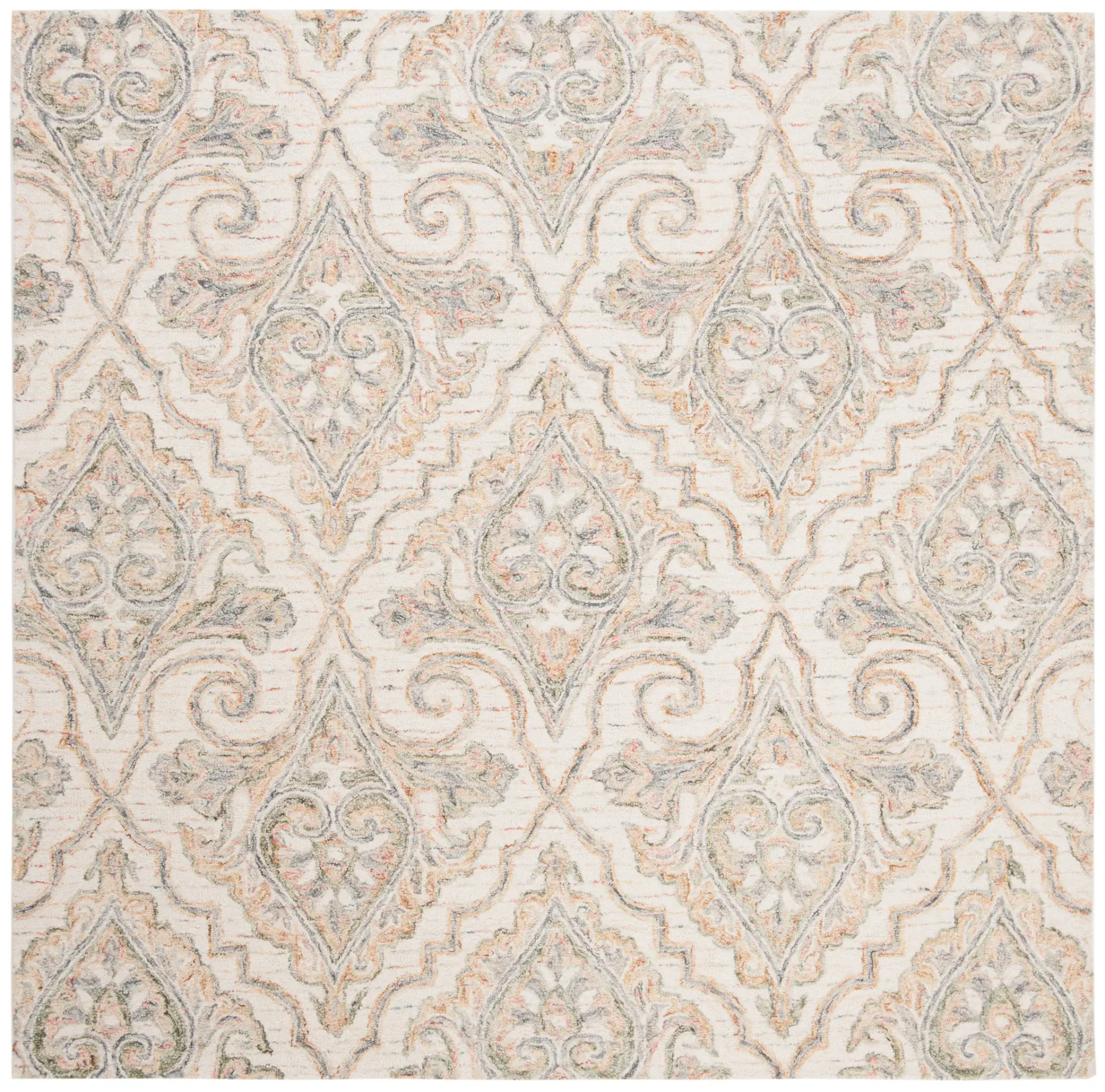 Aubusson Damask Hand-Tufted Wool Rug