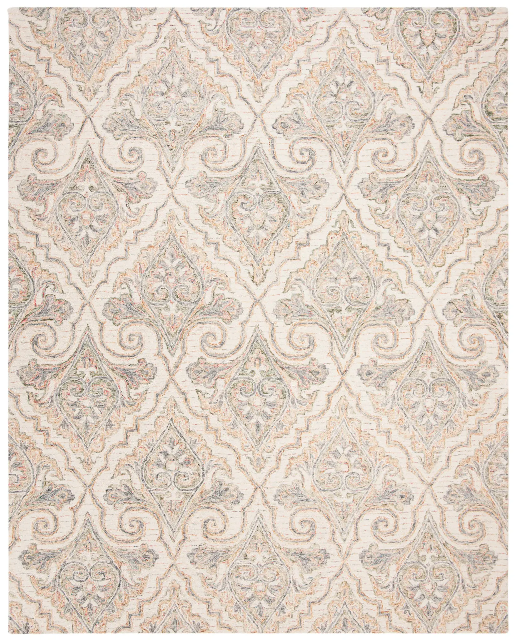 Aubusson Damask Hand-Tufted Wool Rug