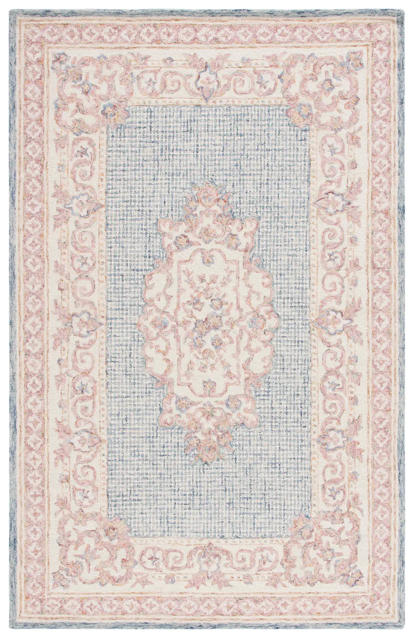 Aubusson Cartouche Medallion Hand-Tufted Wool Rug