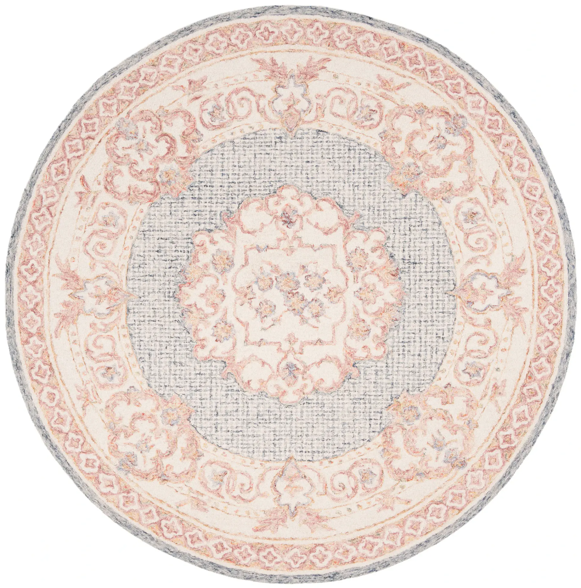 Aubusson Cartouche Medallion Hand-Tufted Wool Rug