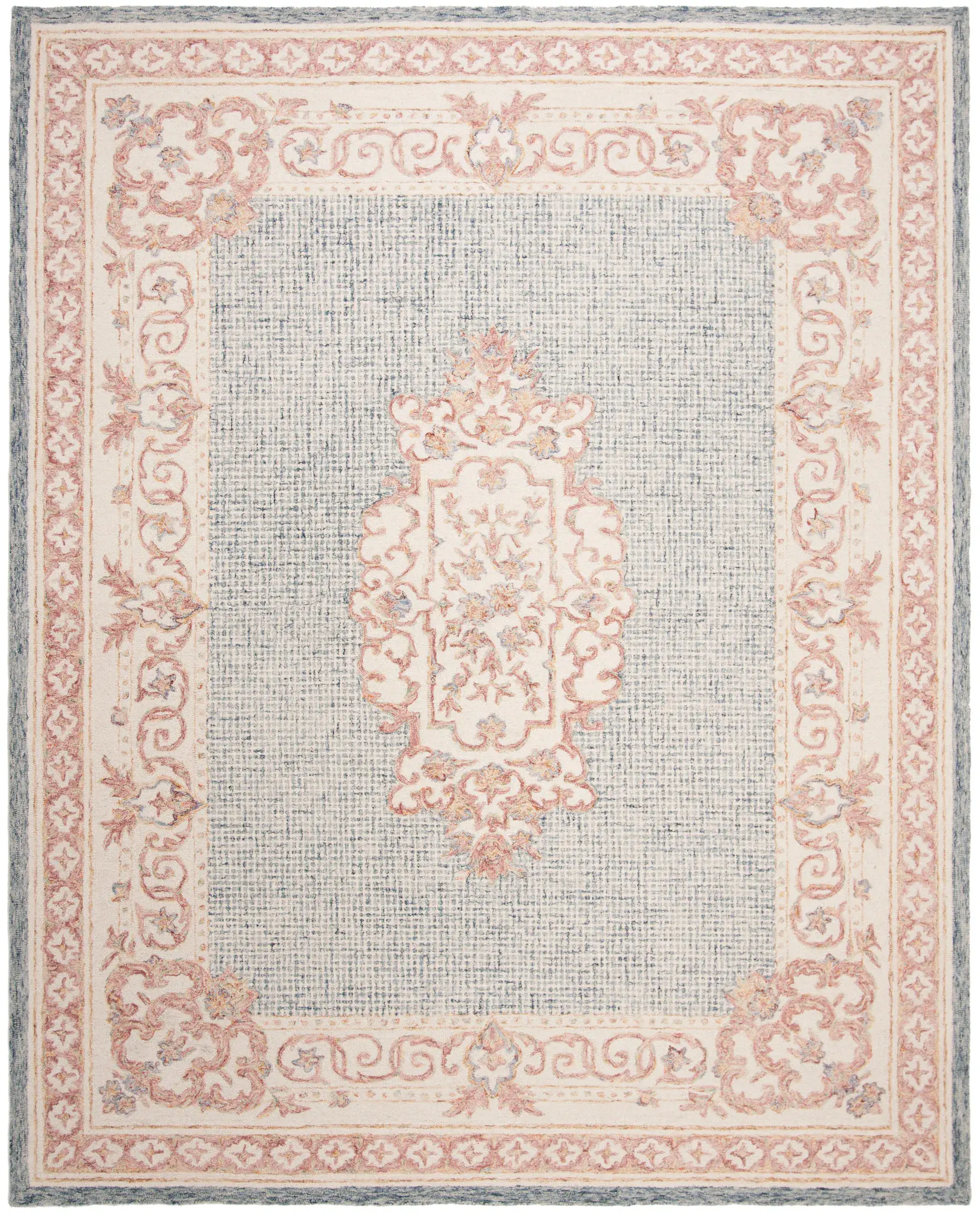 Aubusson Cartouche Medallion Hand-Tufted Wool Rug