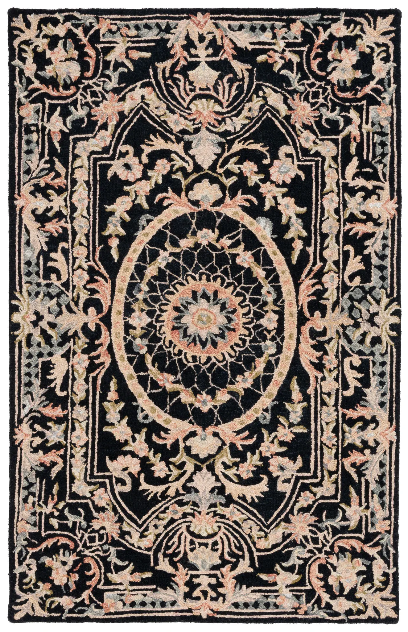 Aubusson Rosette Medallion Hand-Tufted Wool Rug