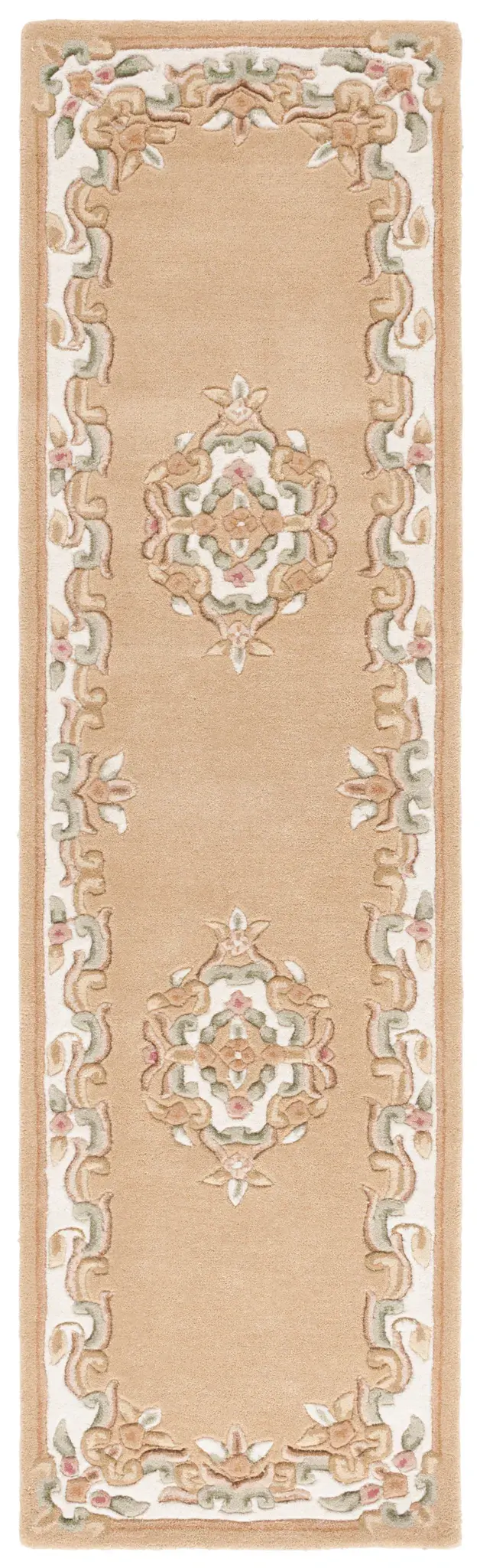 Aubusson Floral Medallion Hand-Tufted Wool Rug
