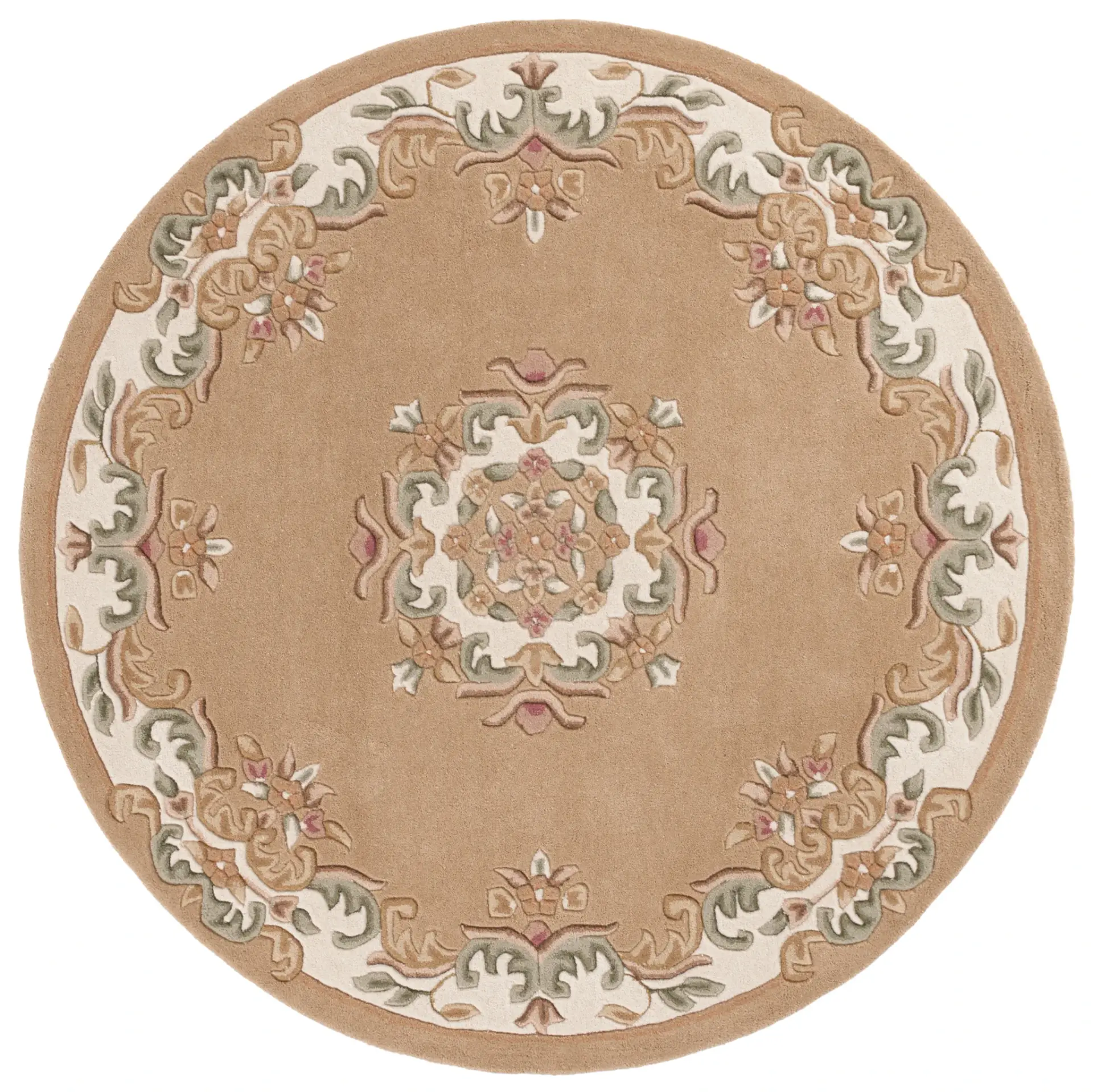 Aubusson Floral Medallion Hand-Tufted Wool Rug