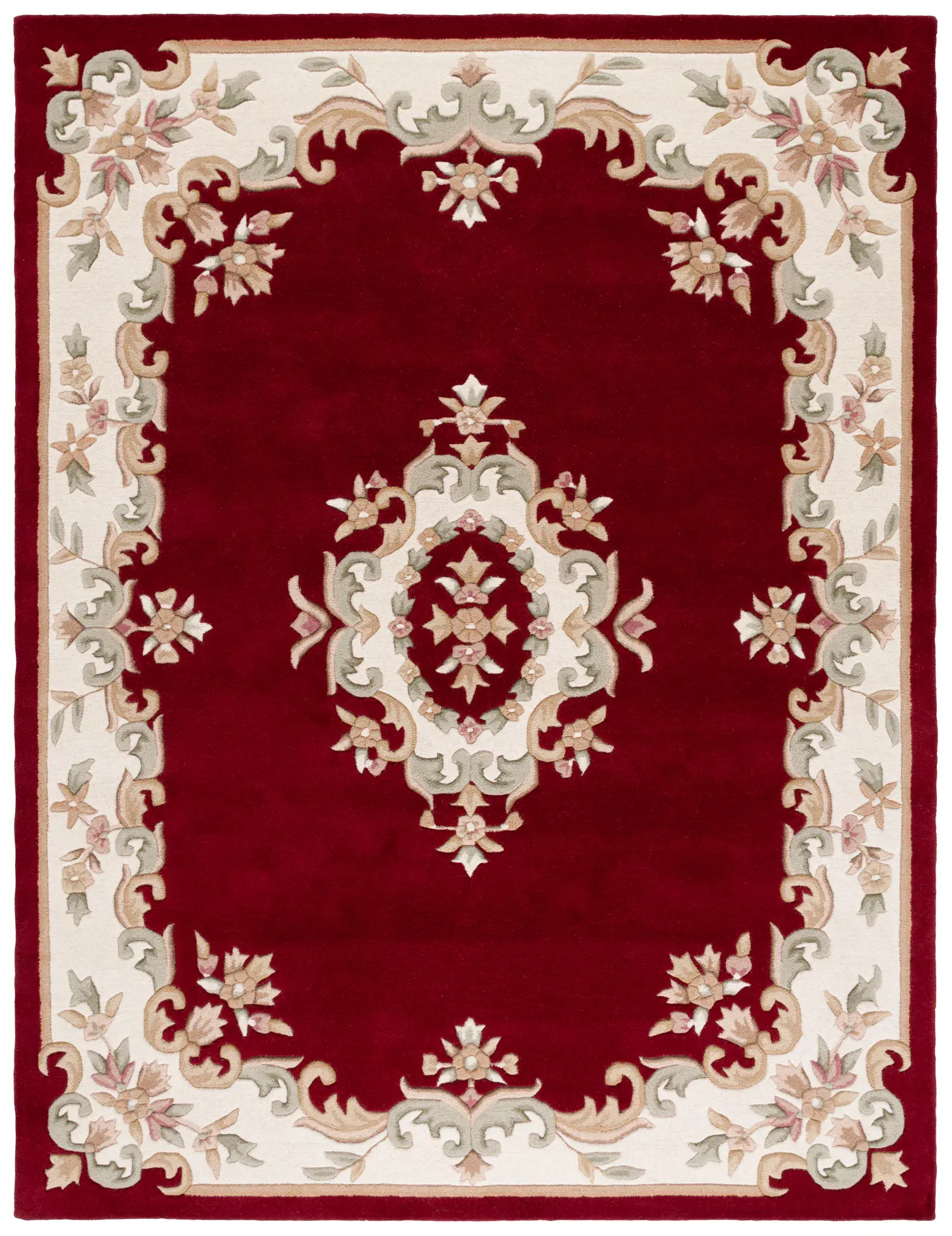 Aubusson Floral Medallion Hand-Tufted Wool Rug