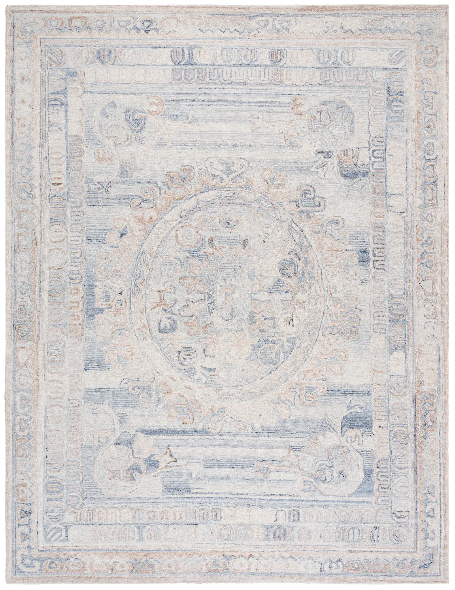 Aubusson Medallion Hand-Tufted Wool Rug