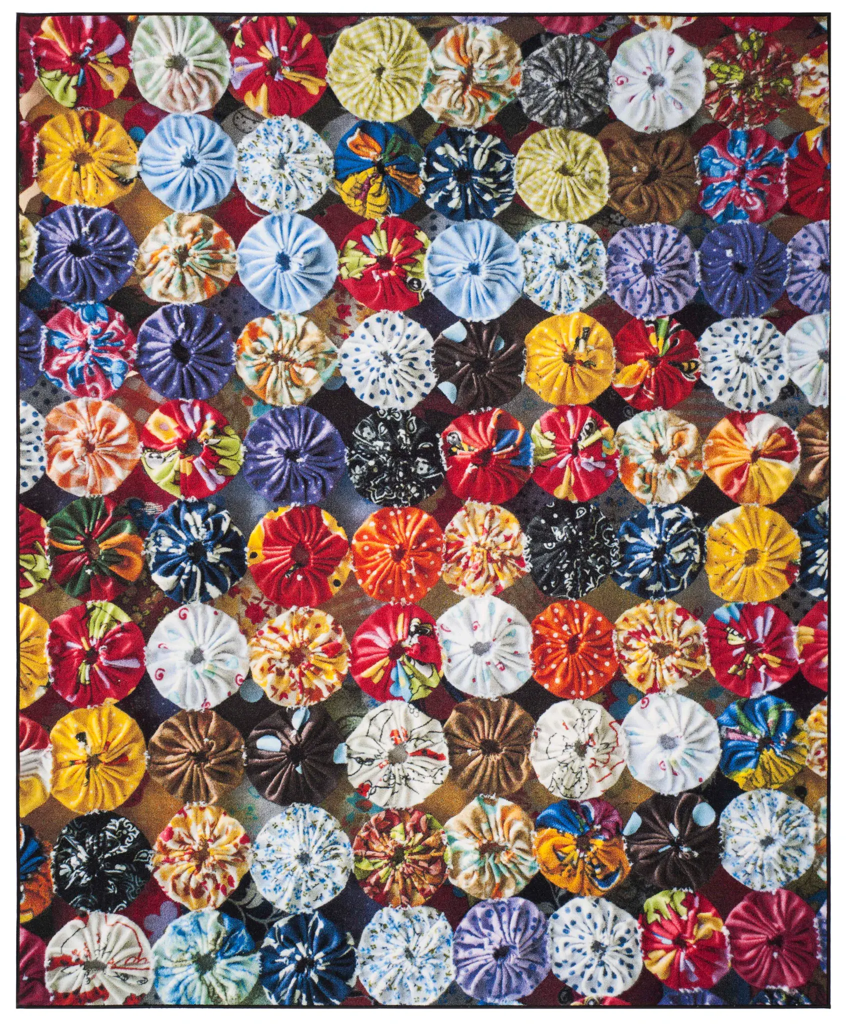 Aztec Bohemian Yo-Yo Quilt Rug