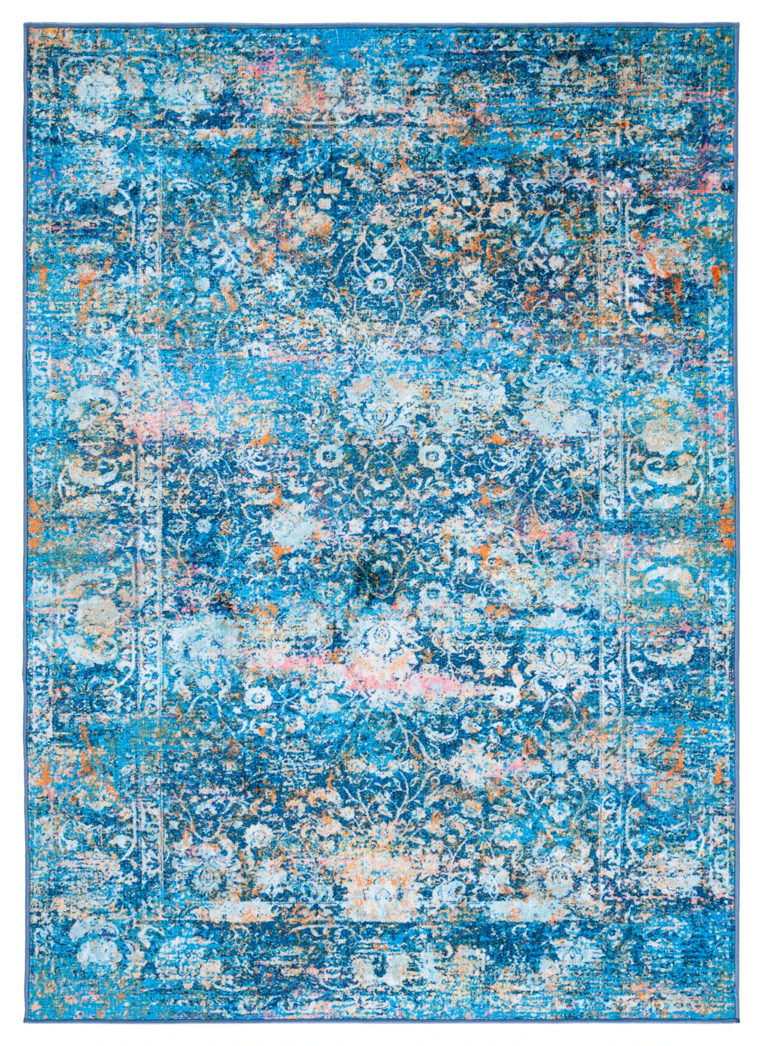 Bahia Distressed Bordered Medallion Washable Rug