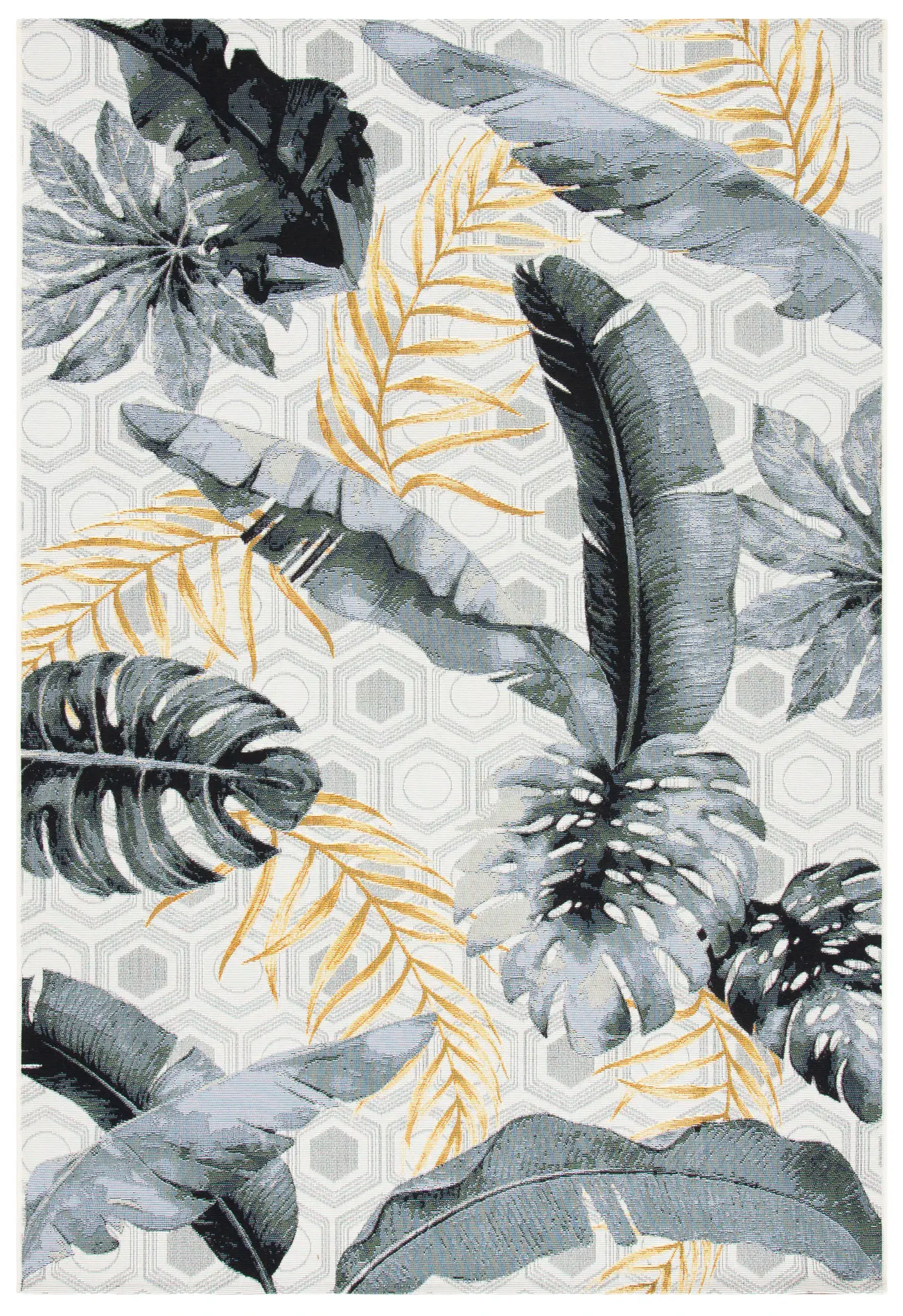 Barbados Geometric Palm Leaf Outdoor Rug