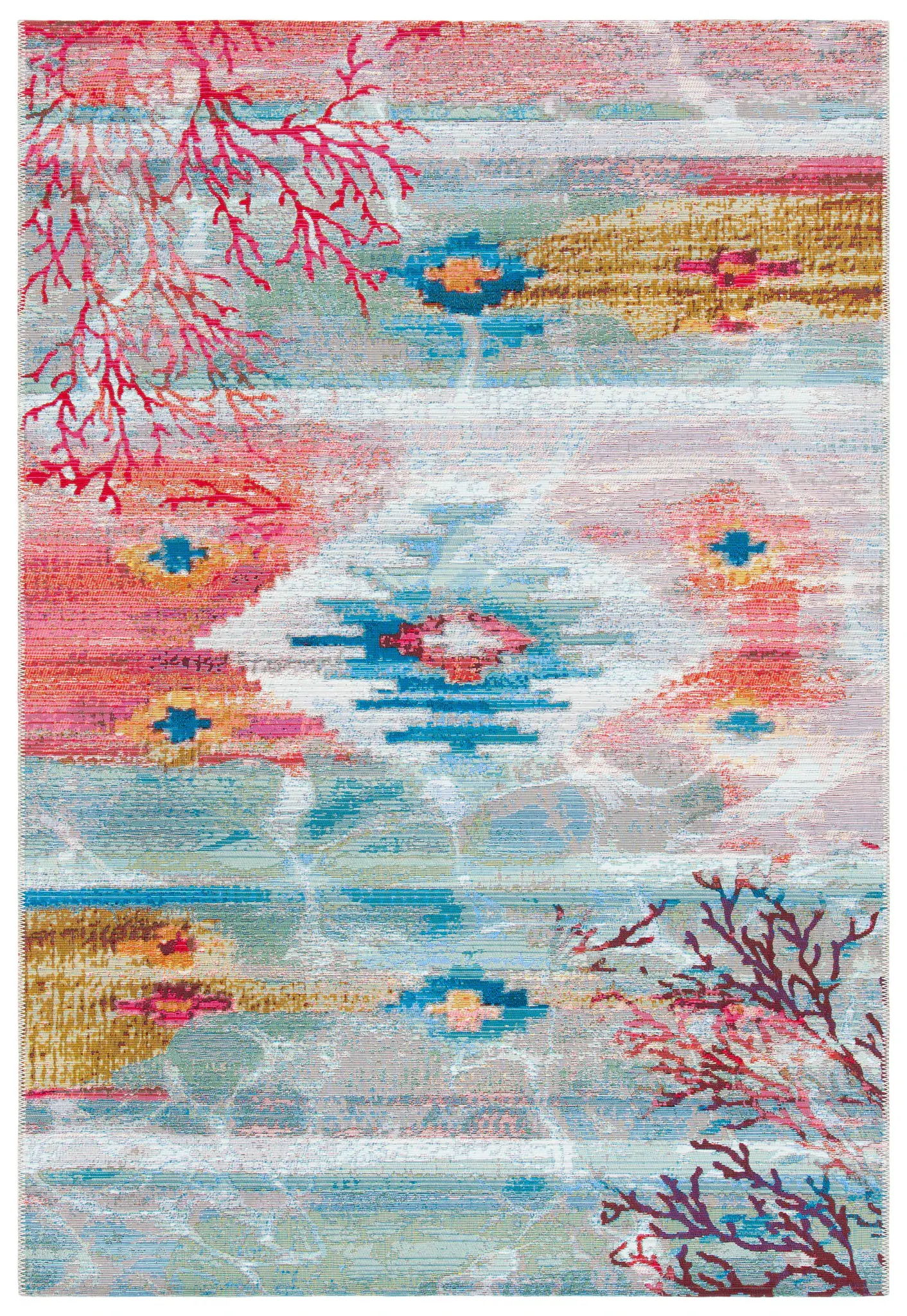 Barbados Tribal Coral Outdoor Rug