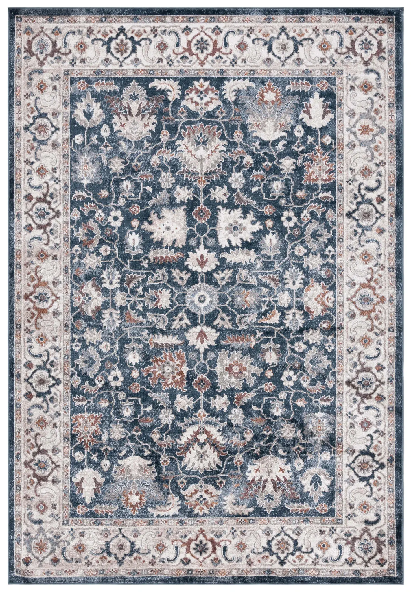 Bayside Floral Bordered Washable Rug