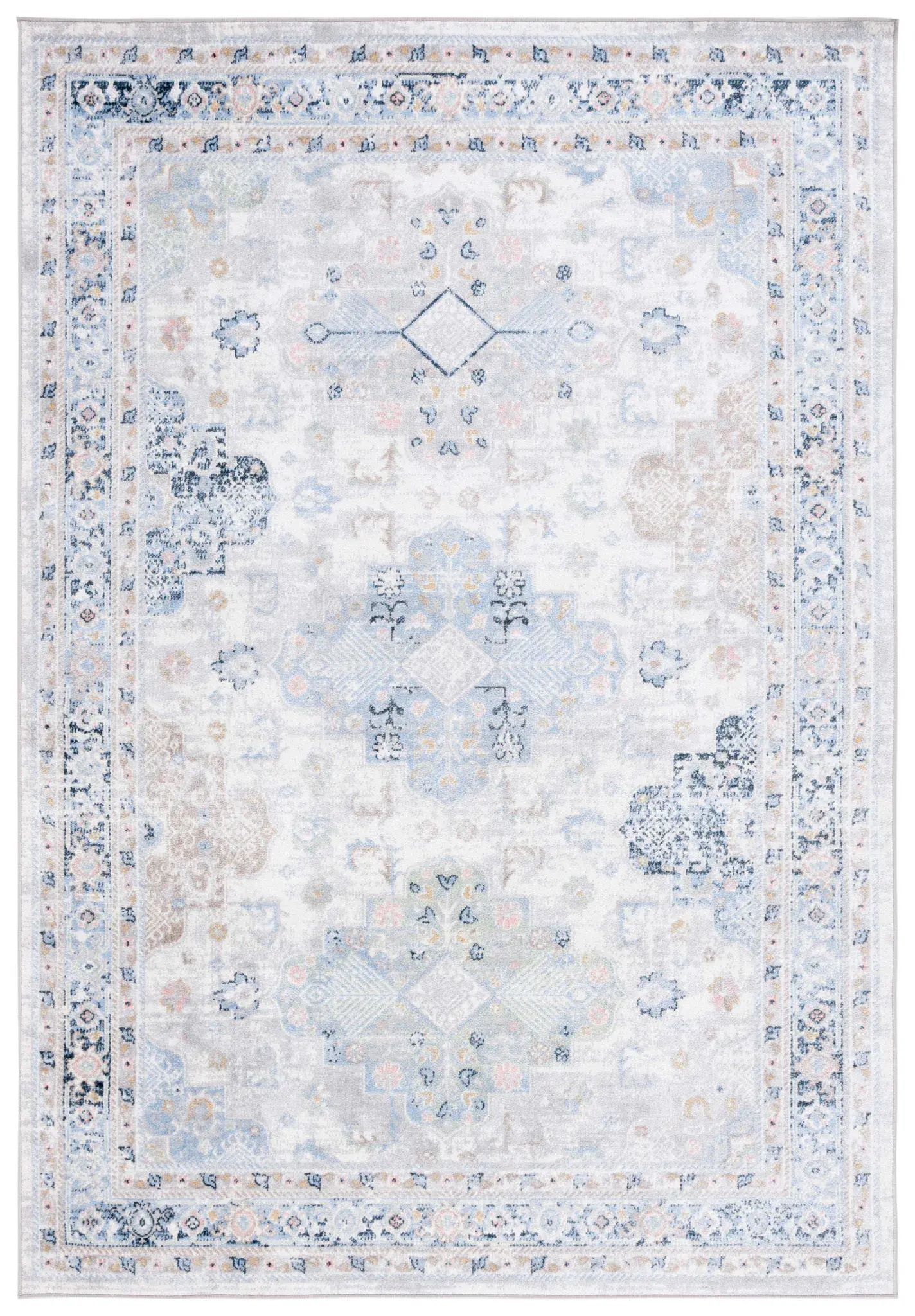 Bayside Distressed Medallion Washable Rug