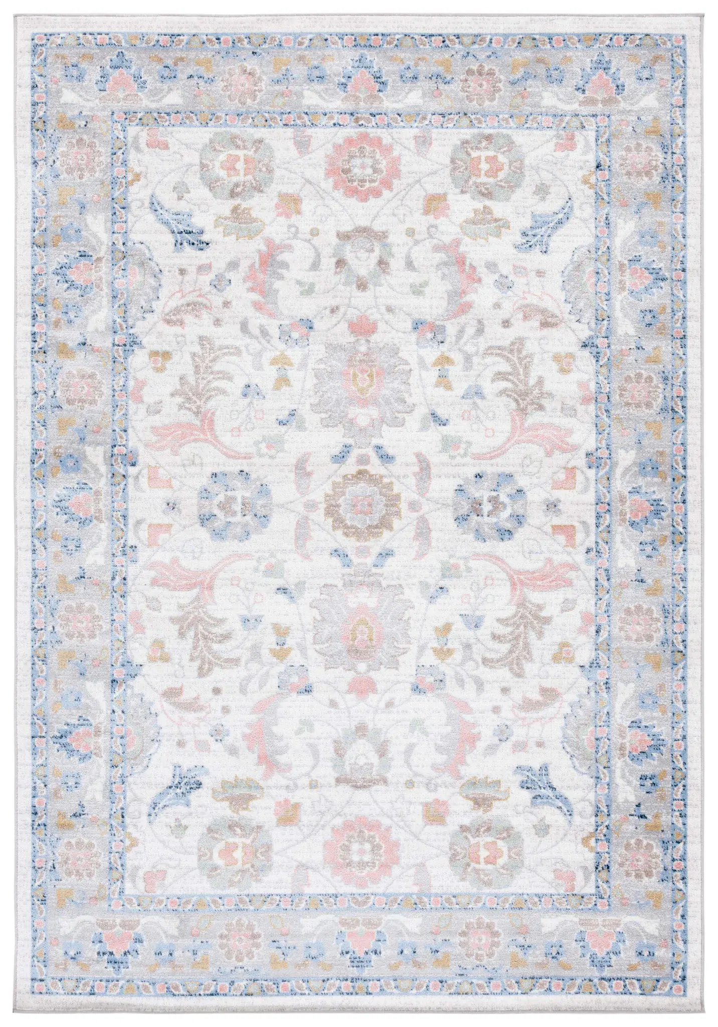 Bayside Floral Border Washable Rug
