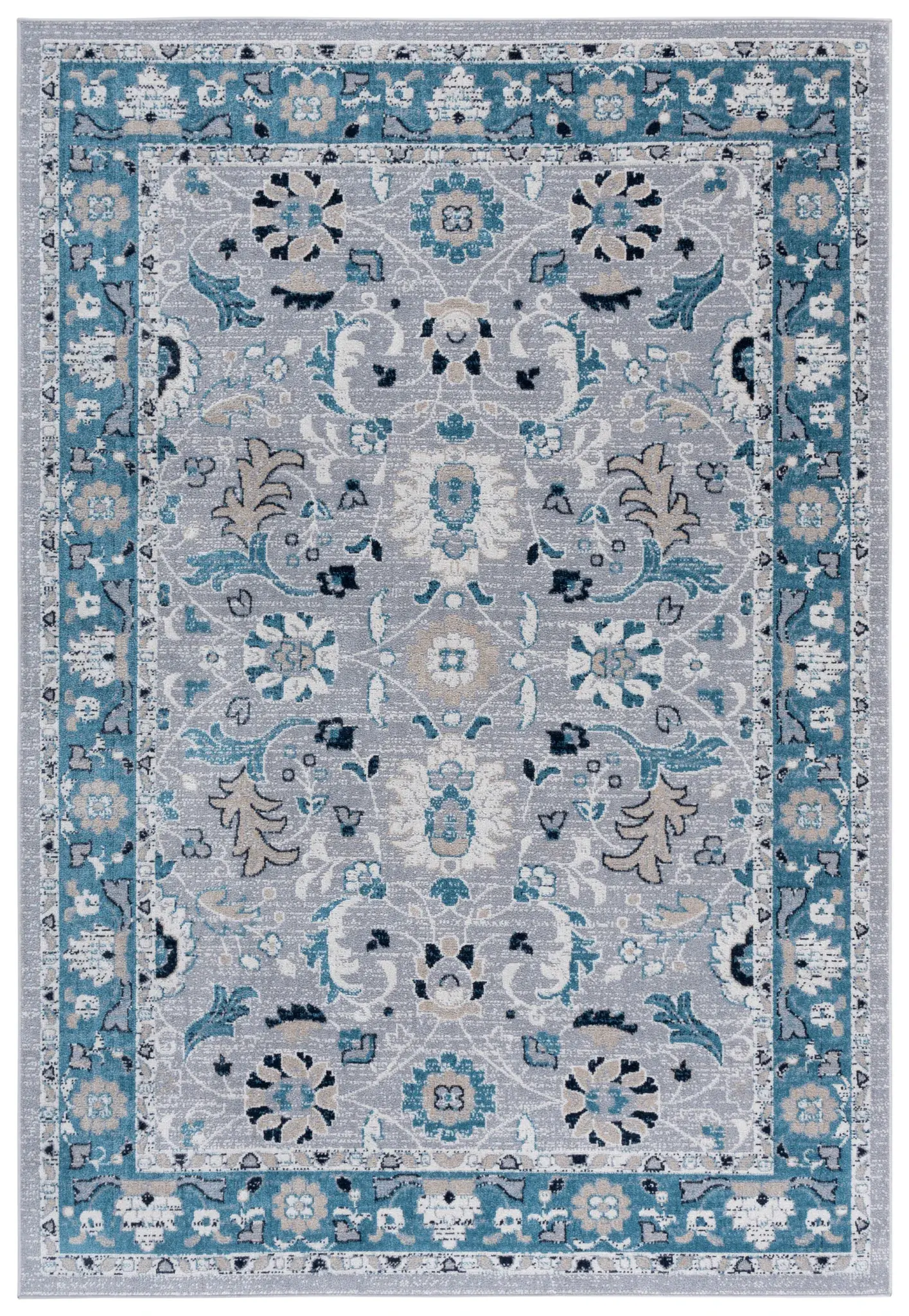 Bayside Floral Border Washable Rug