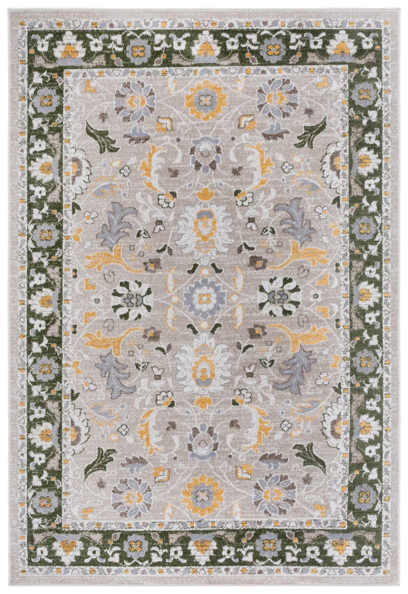 Bayside Floral Border Washable Rug