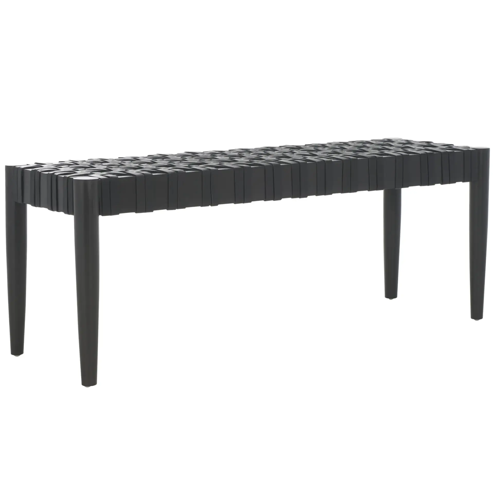 Walda Leather Woven Bench
