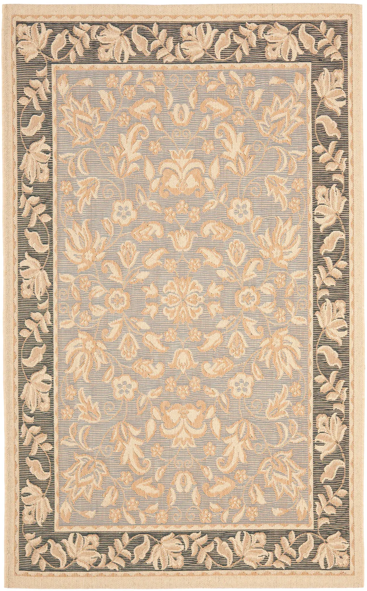 Beach House Floral Bordered Outdoor Rug