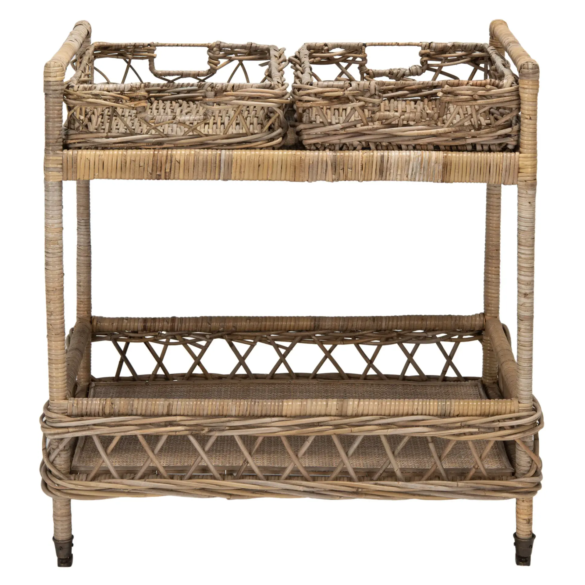 Ambrose Two-Tier Rattan Bar Cart
