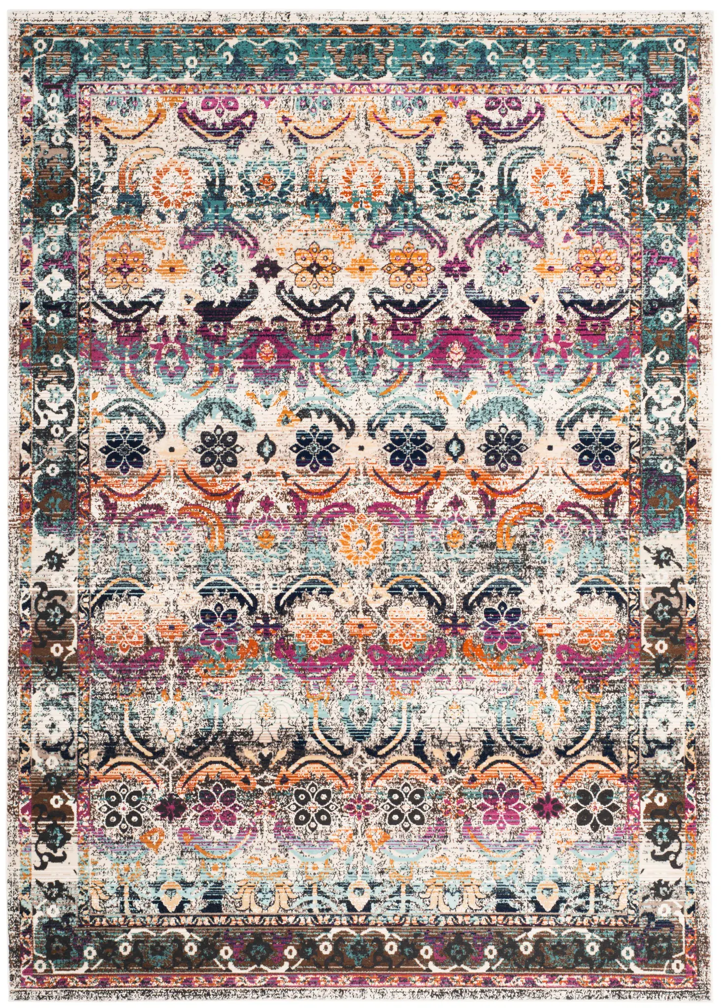 Baldwin Distressed Floral Border Rug
