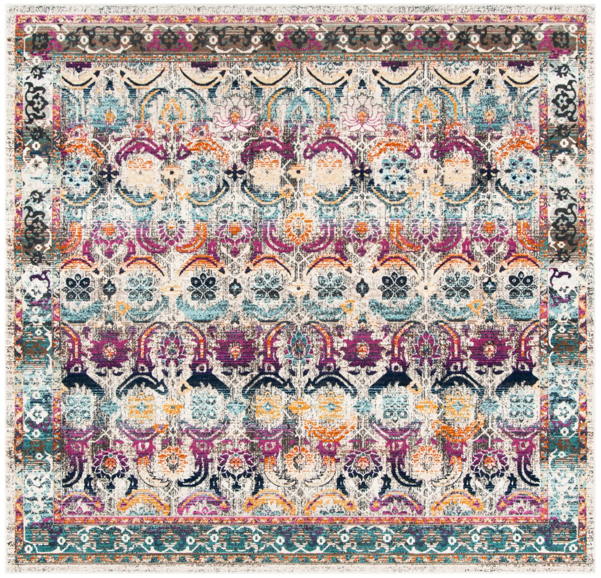 Baldwin Distressed Floral Border Rug
