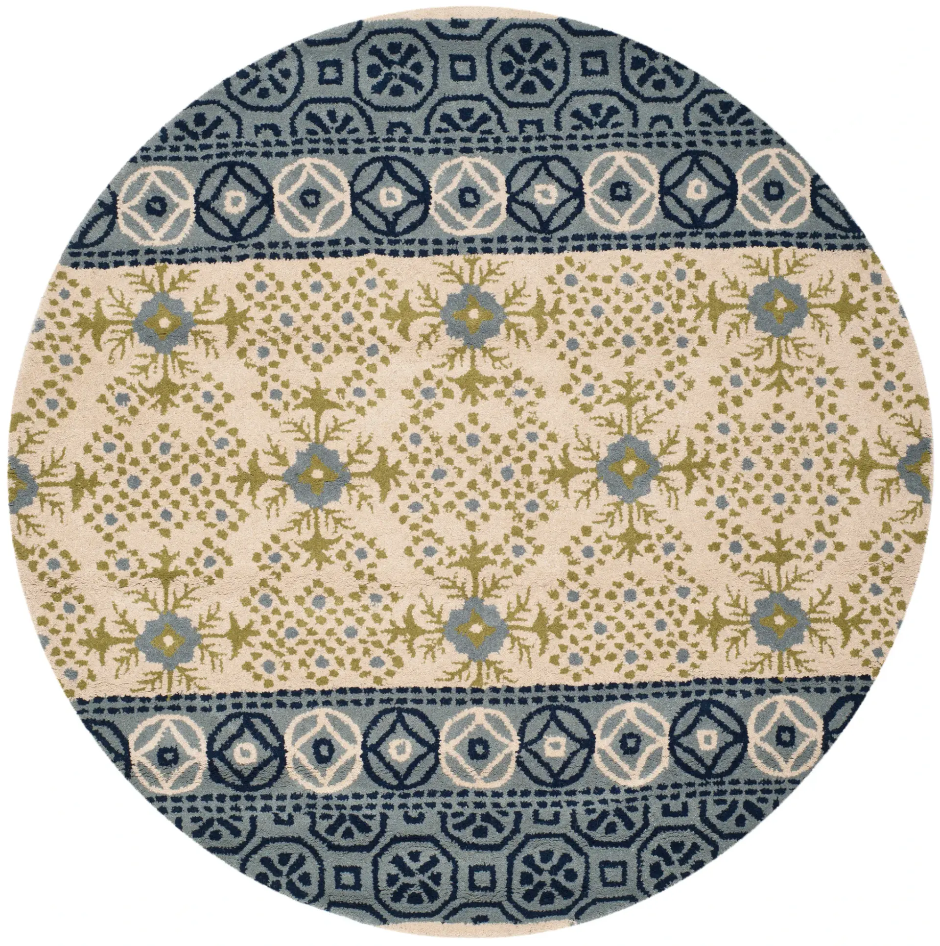 Bella Botanical Banded Hand-Tufted Wool Rug