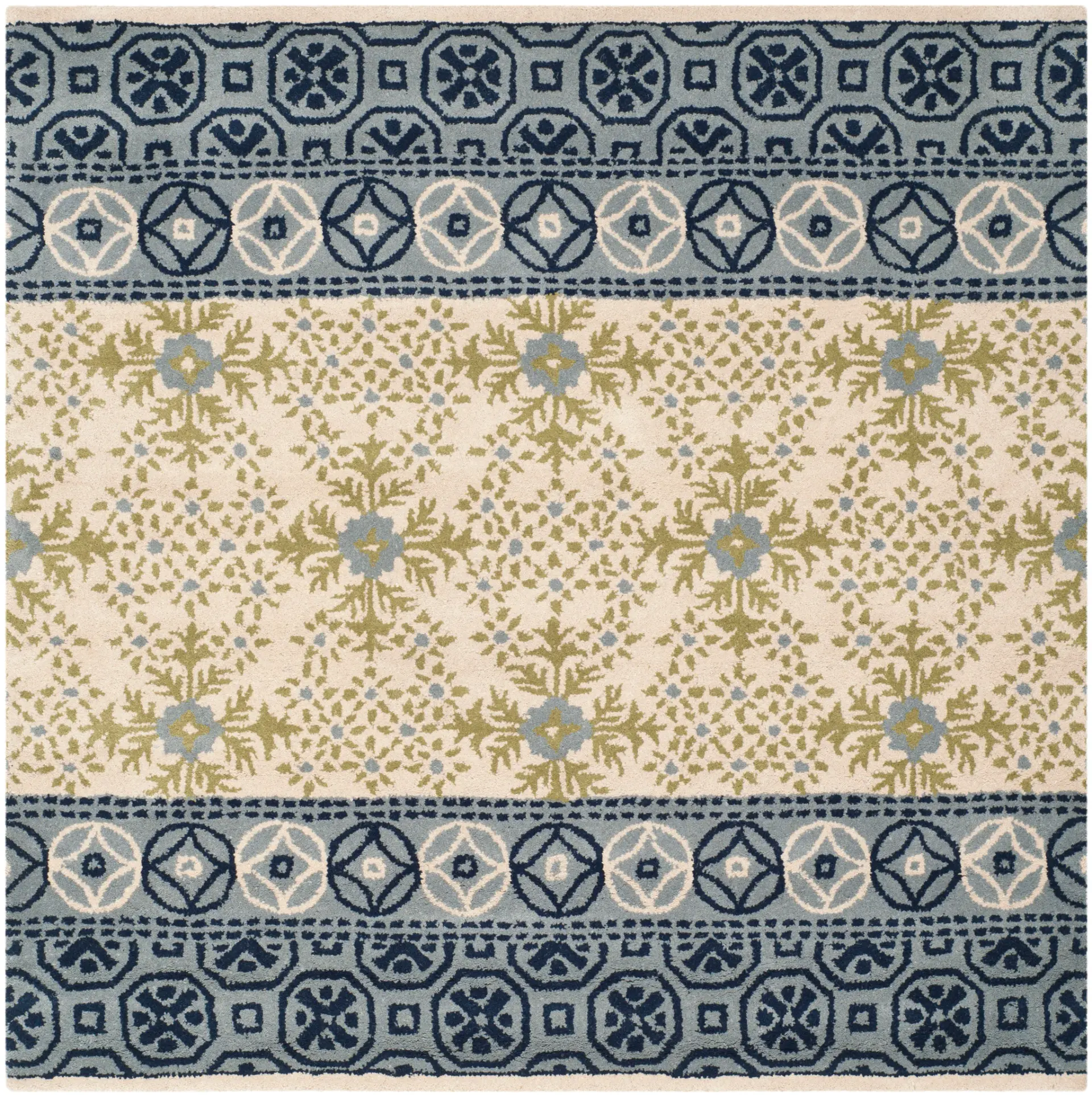 Bella Botanical Banded Hand-Tufted Wool Rug