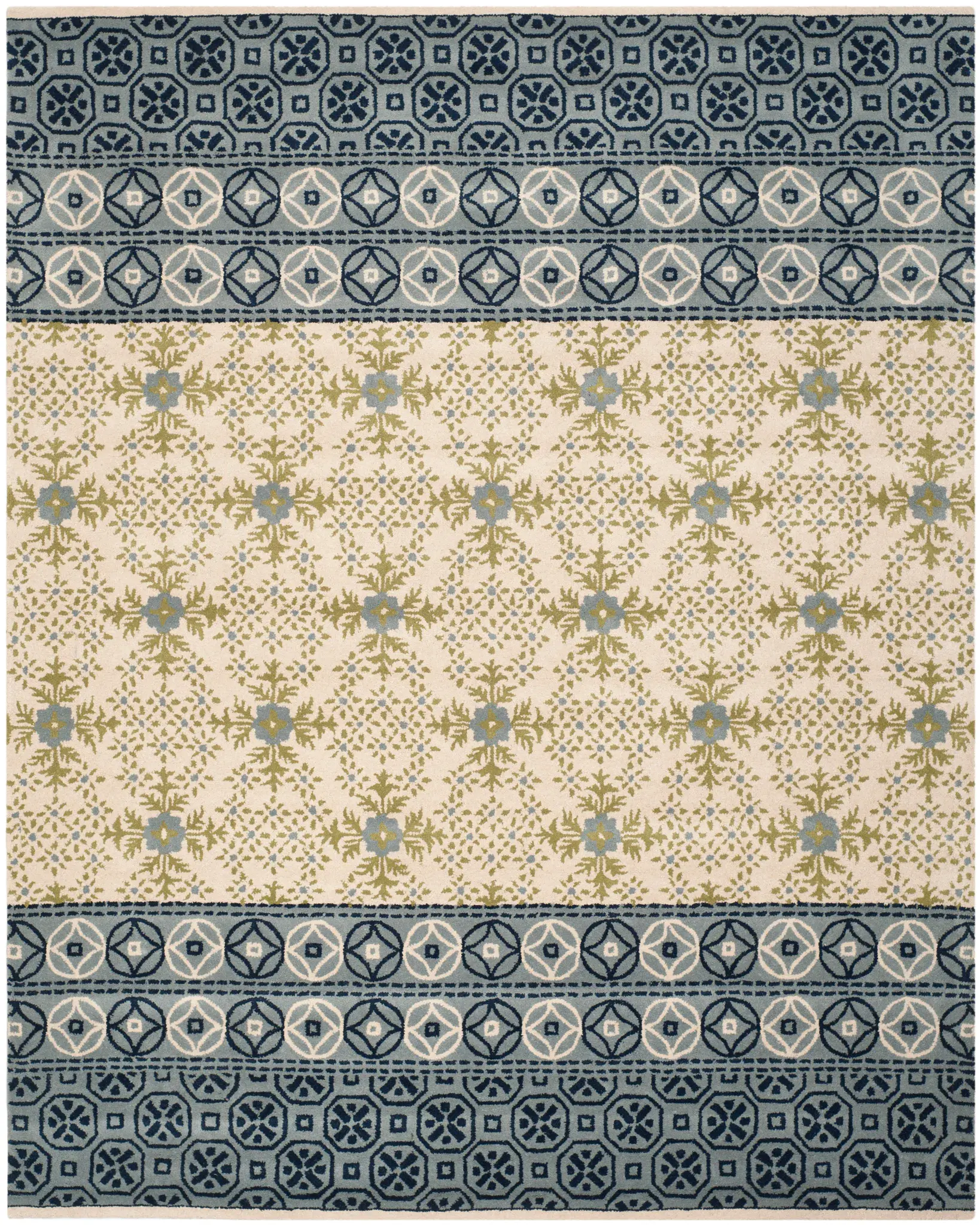Bella Botanical Banded Hand-Tufted Wool Rug
