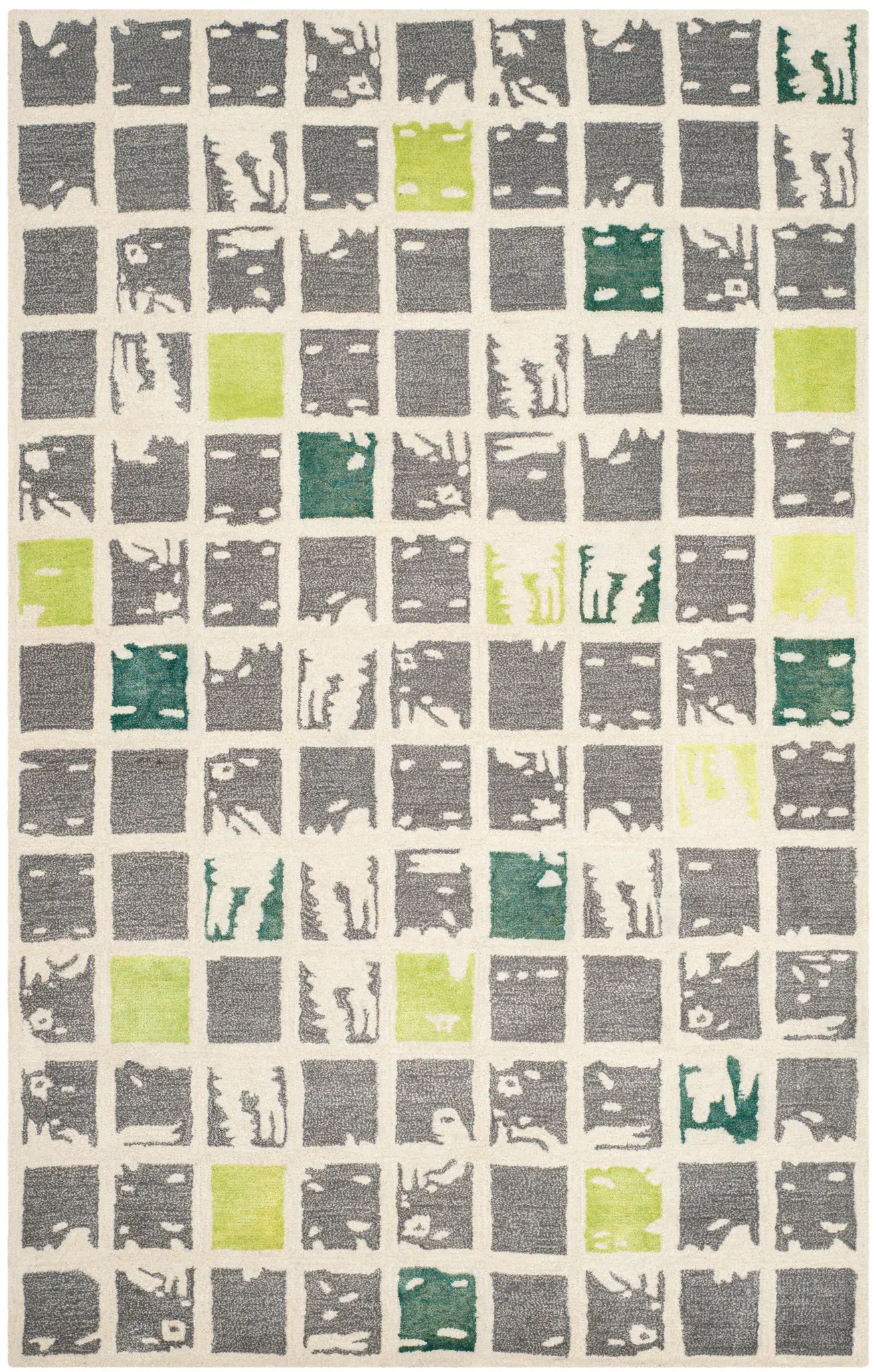 Bella Checkered Grid Hand-Tufted Wool Rug