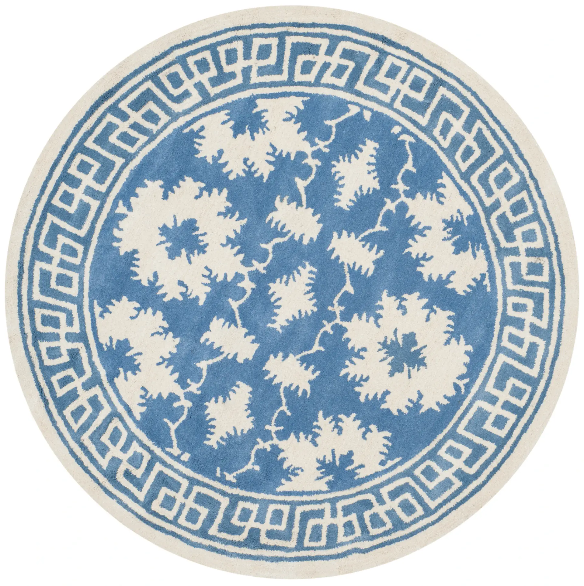 Bella Floral Greek Key Hand-Tufted Wool Rug