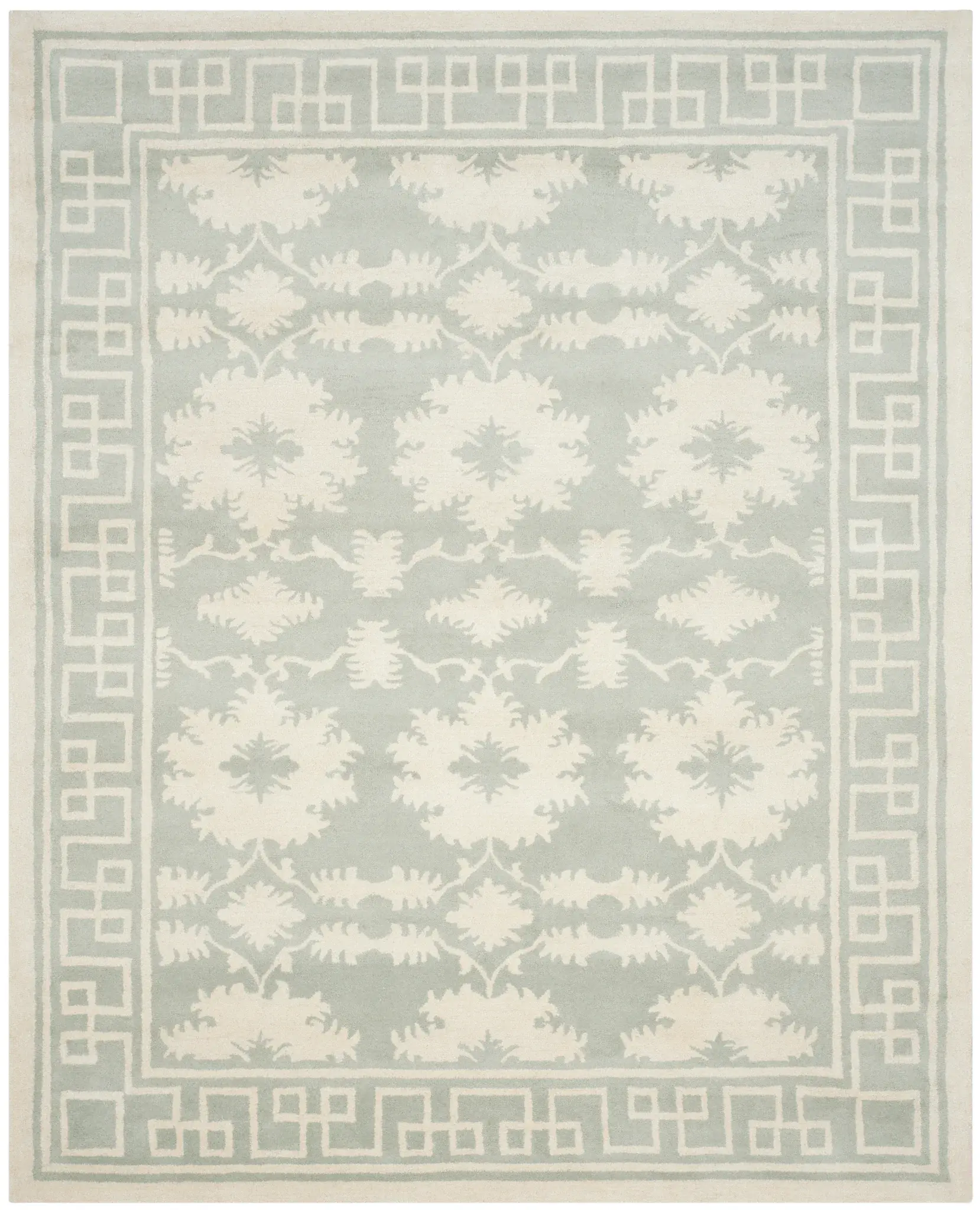 Bella Floral Greek Key Hand-Tufted Wool Rug