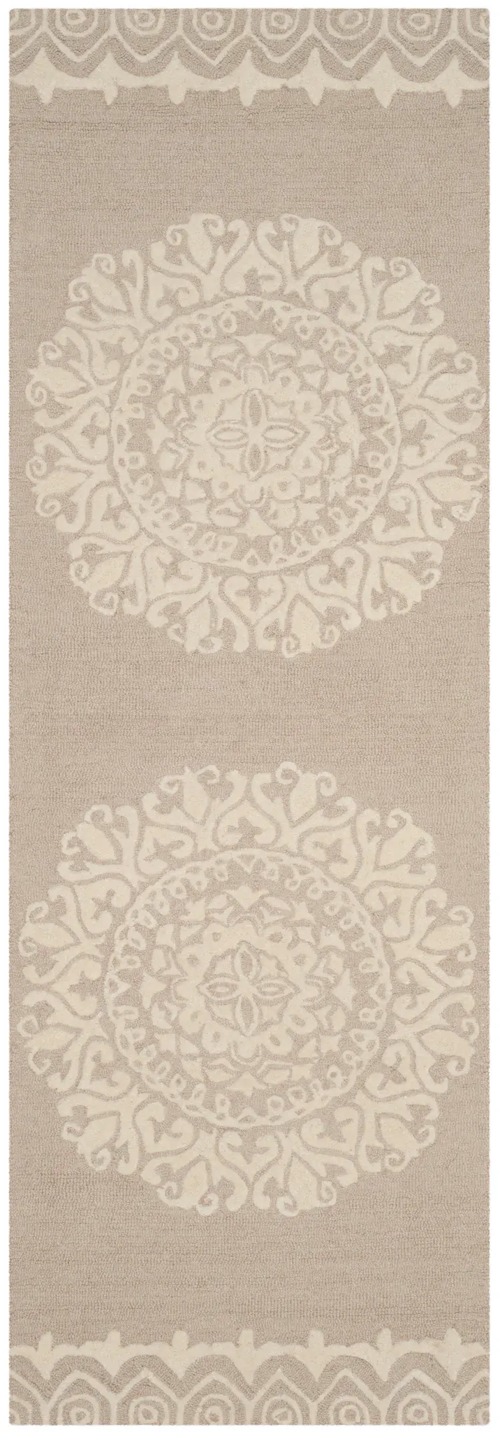 Bella Scroll Medallion Banded Hand-Tufted Wool Rug