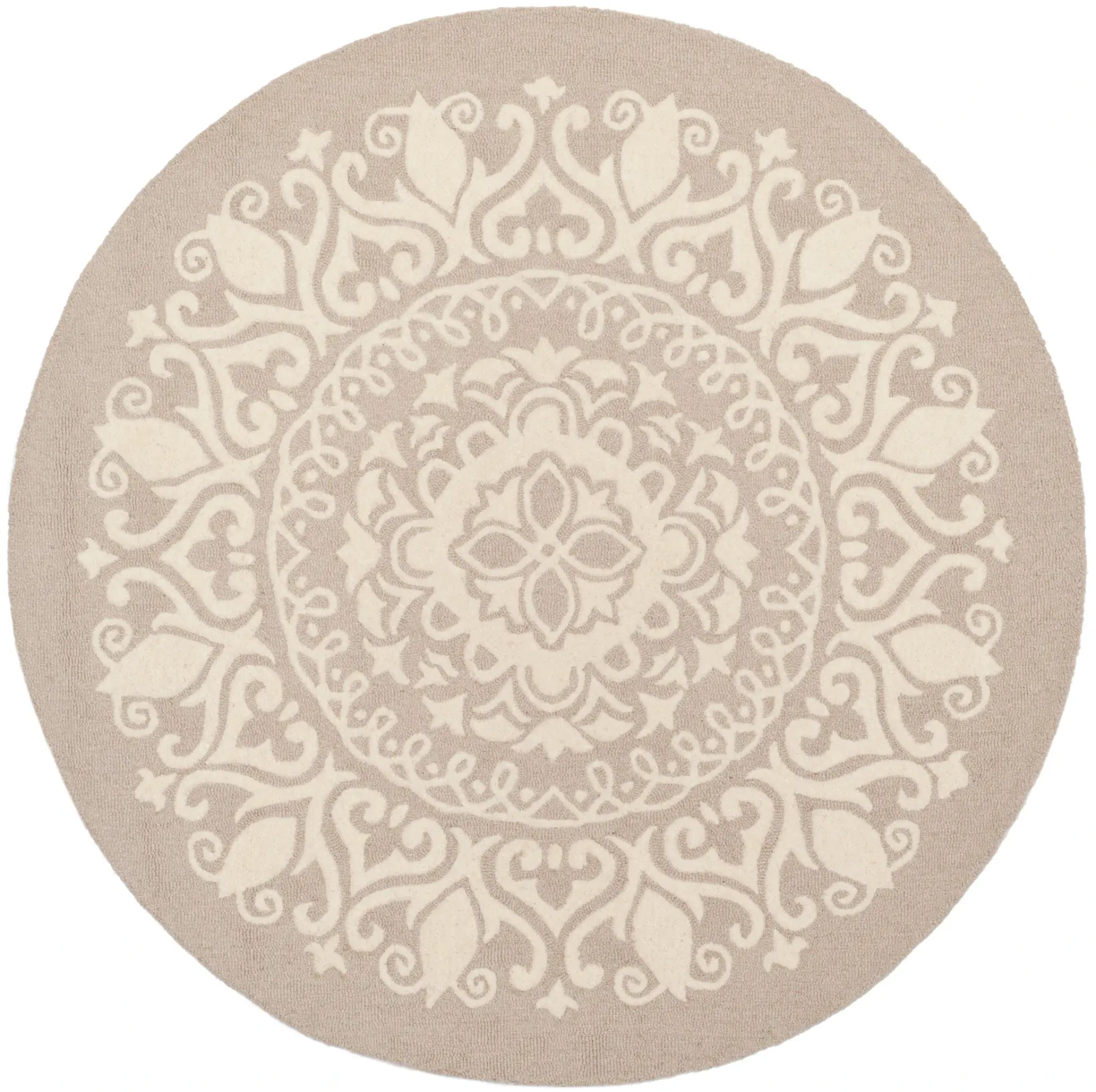 Bella Scroll Medallion Banded Hand-Tufted Wool Rug