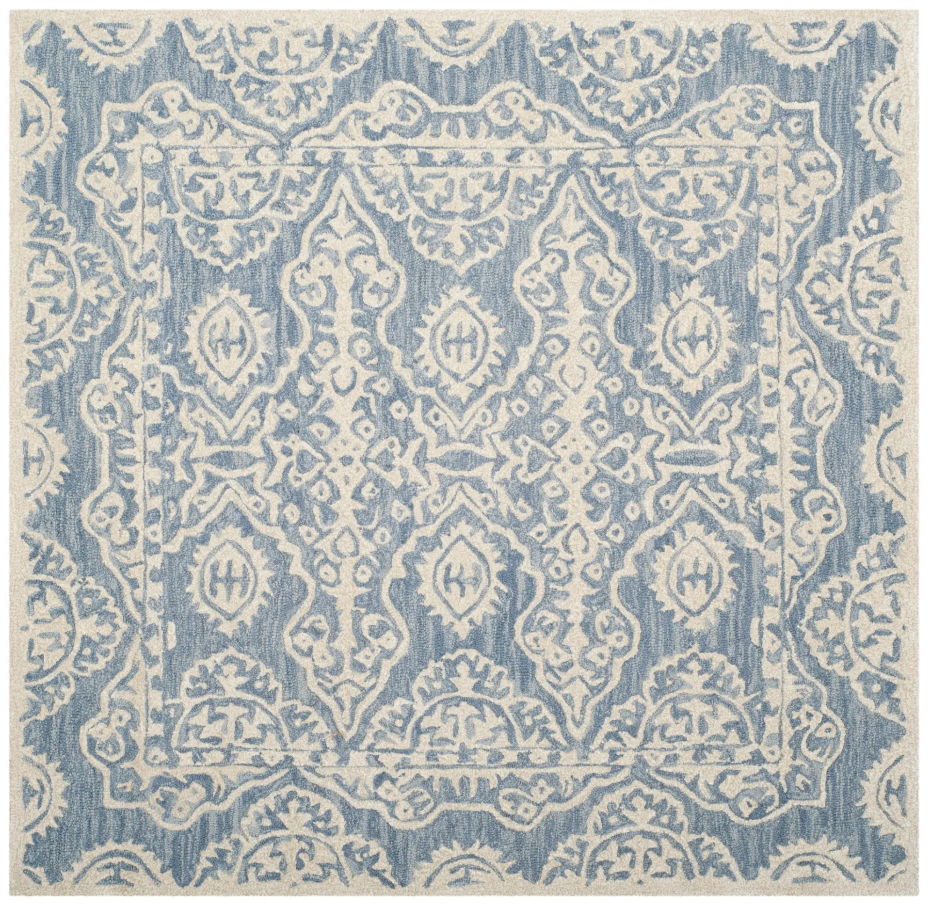 Bella Damask Bordered Hand-Tufted Wool Rug