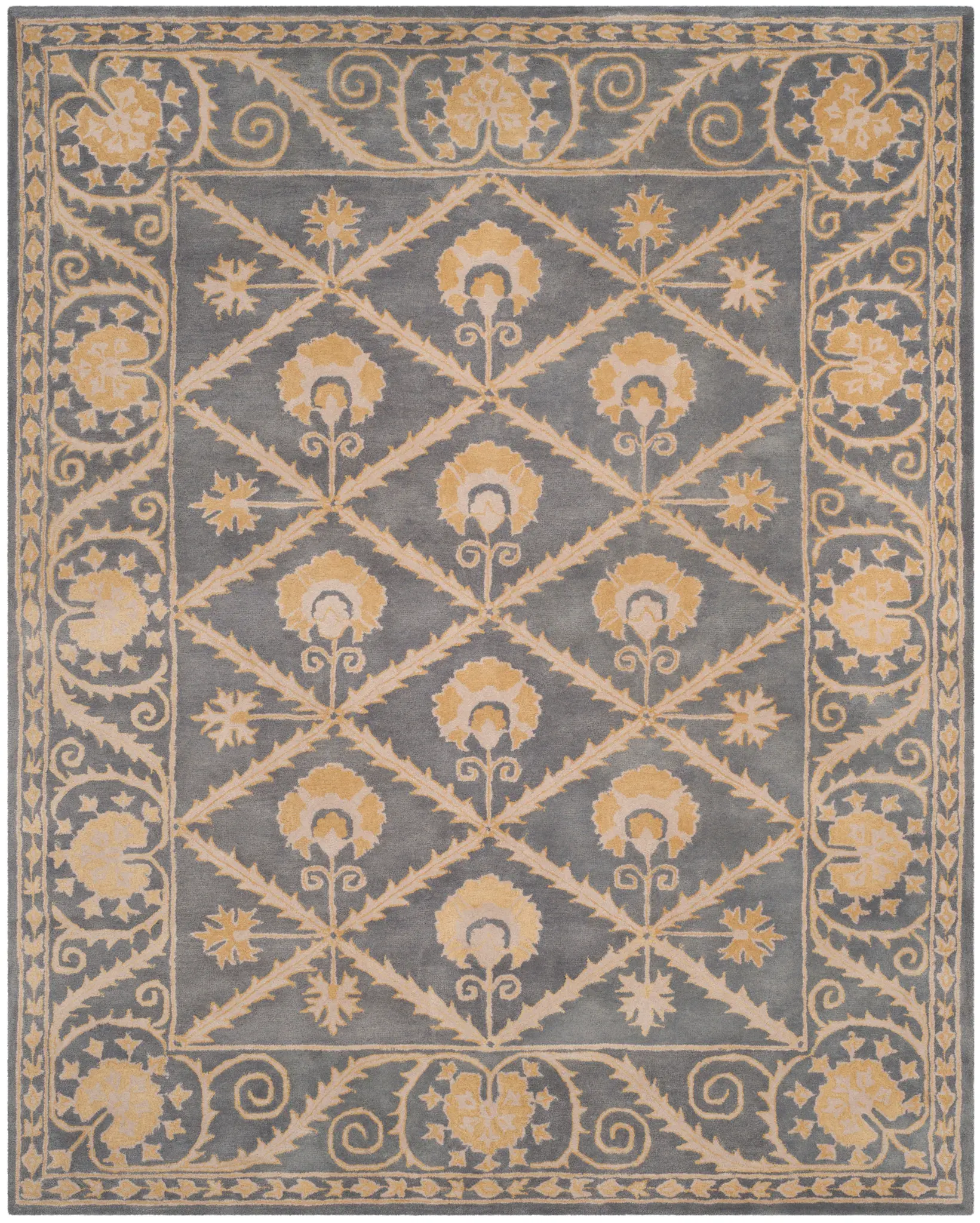 Bella Floral Lattice Hand-Tufted Wool Rug
