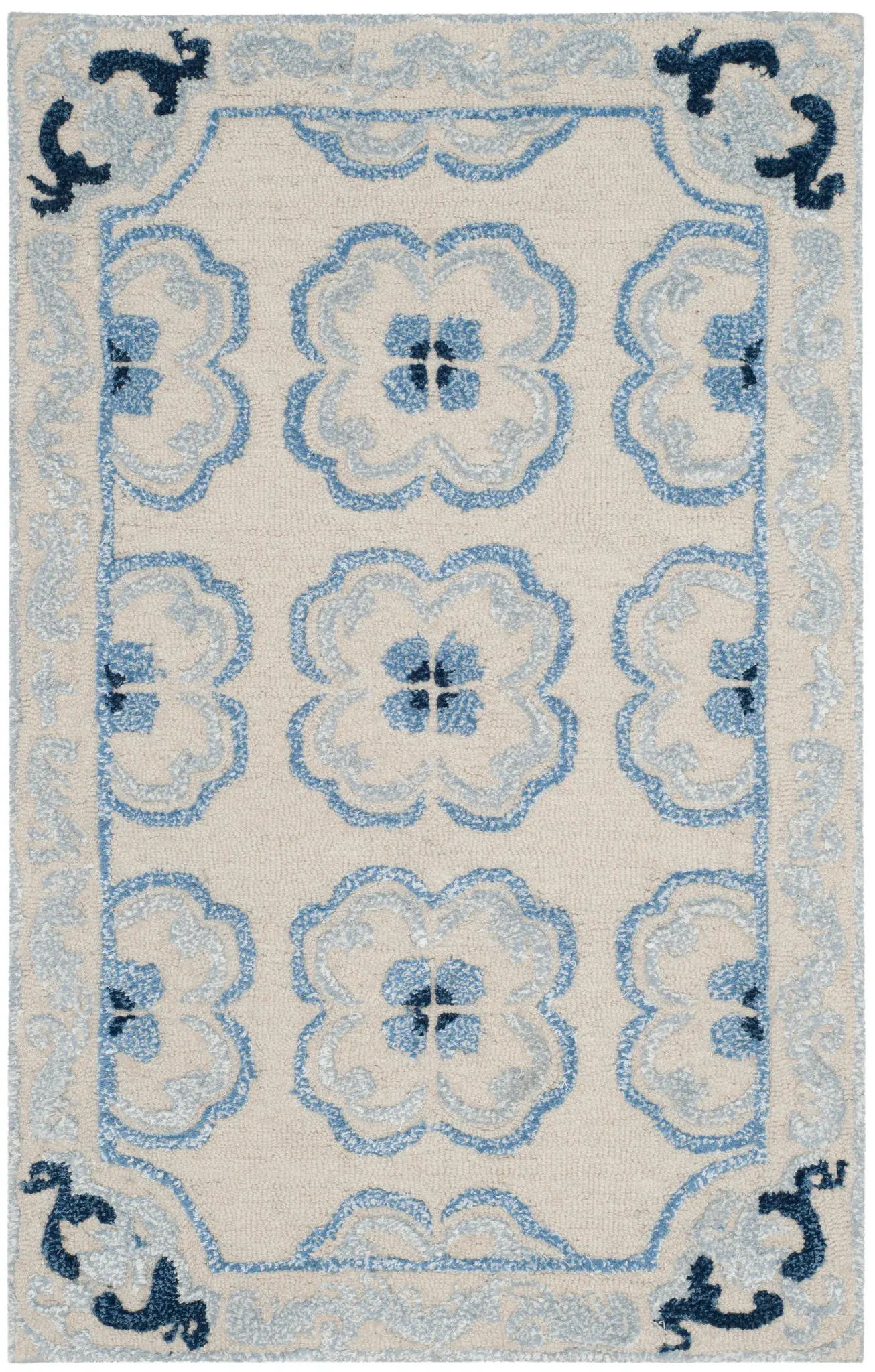 Bella Floral Grid Hand-Tufted Rug