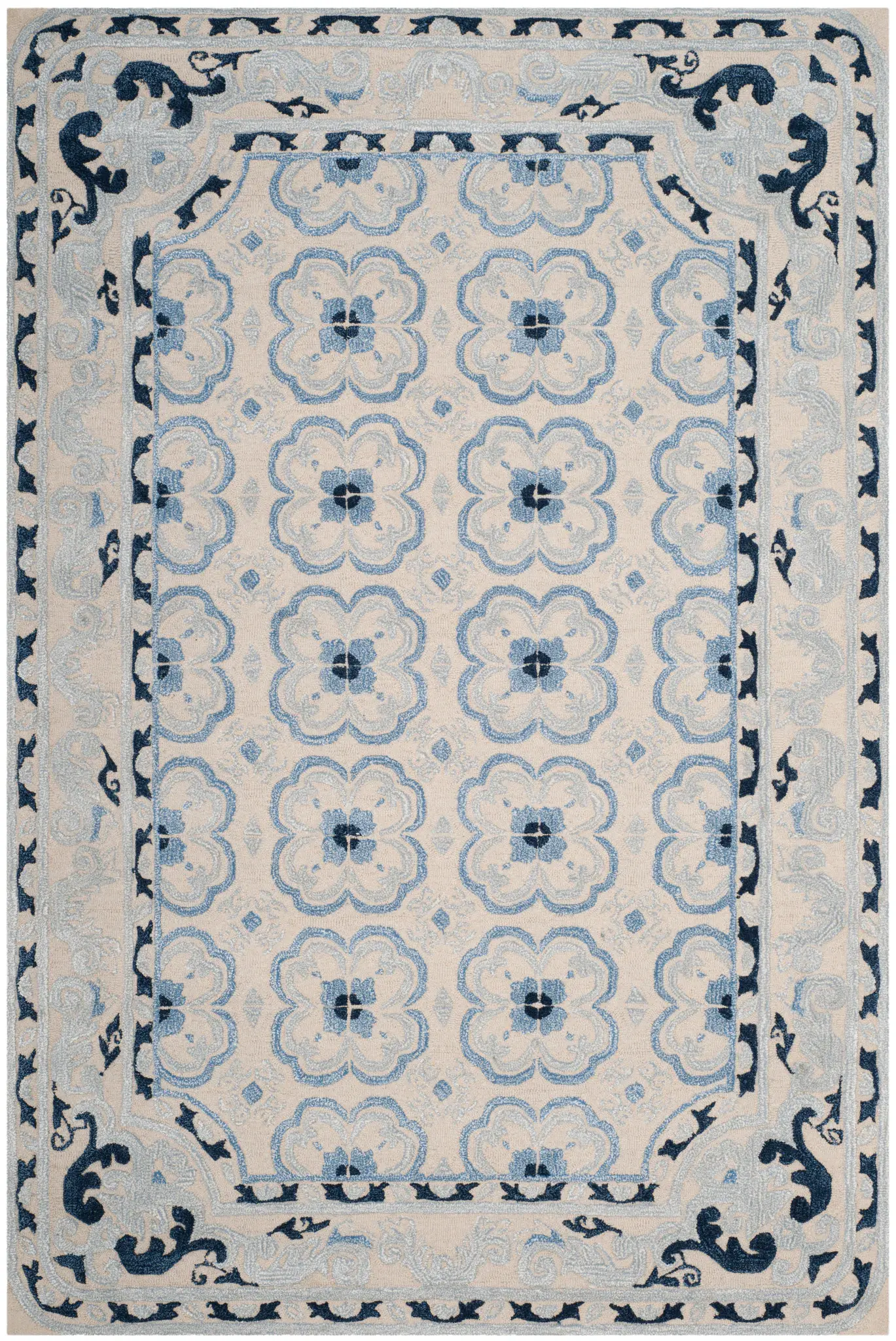 Bella Floral Grid Hand-Tufted Rug
