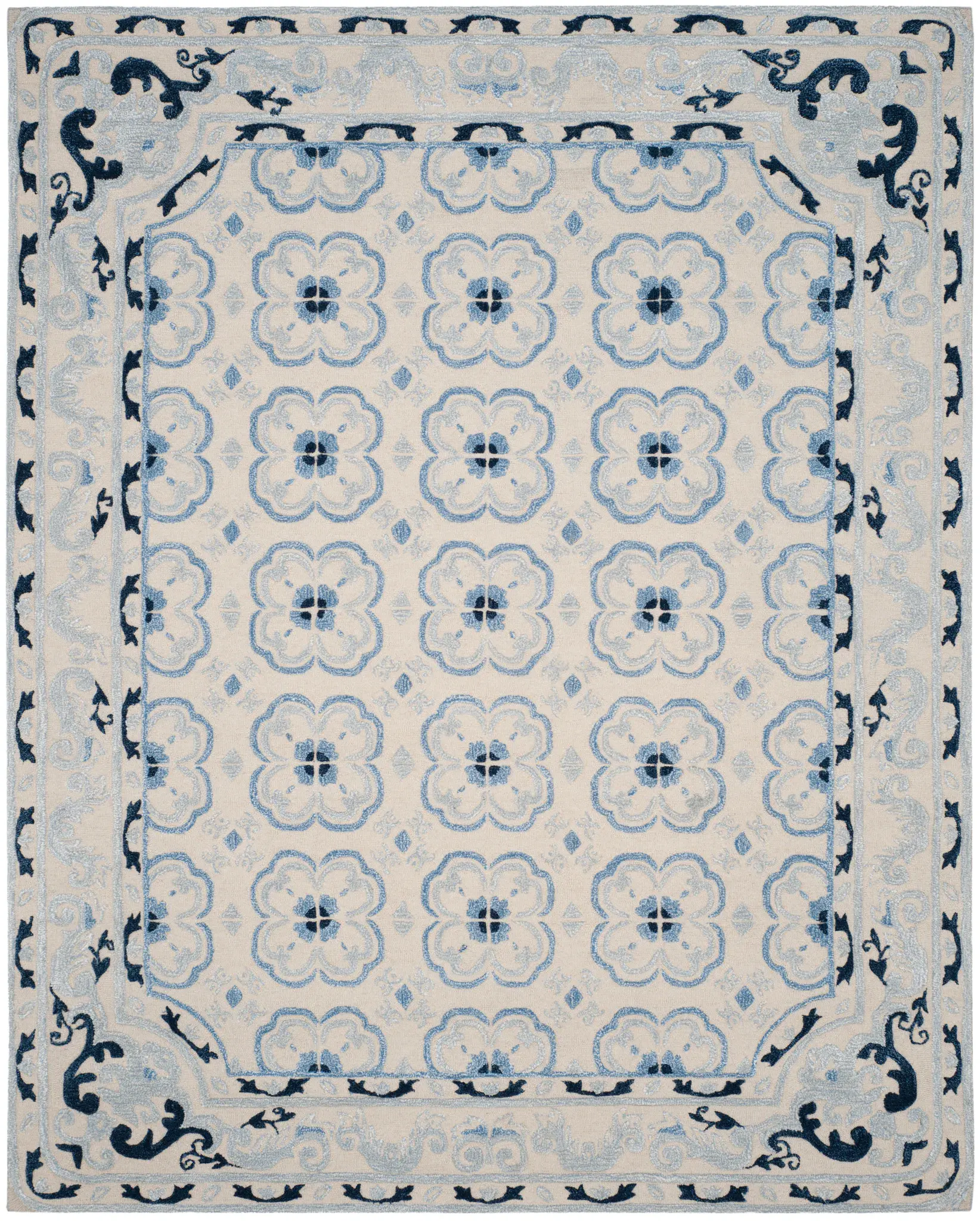 Bella Floral Grid Hand-Tufted Rug