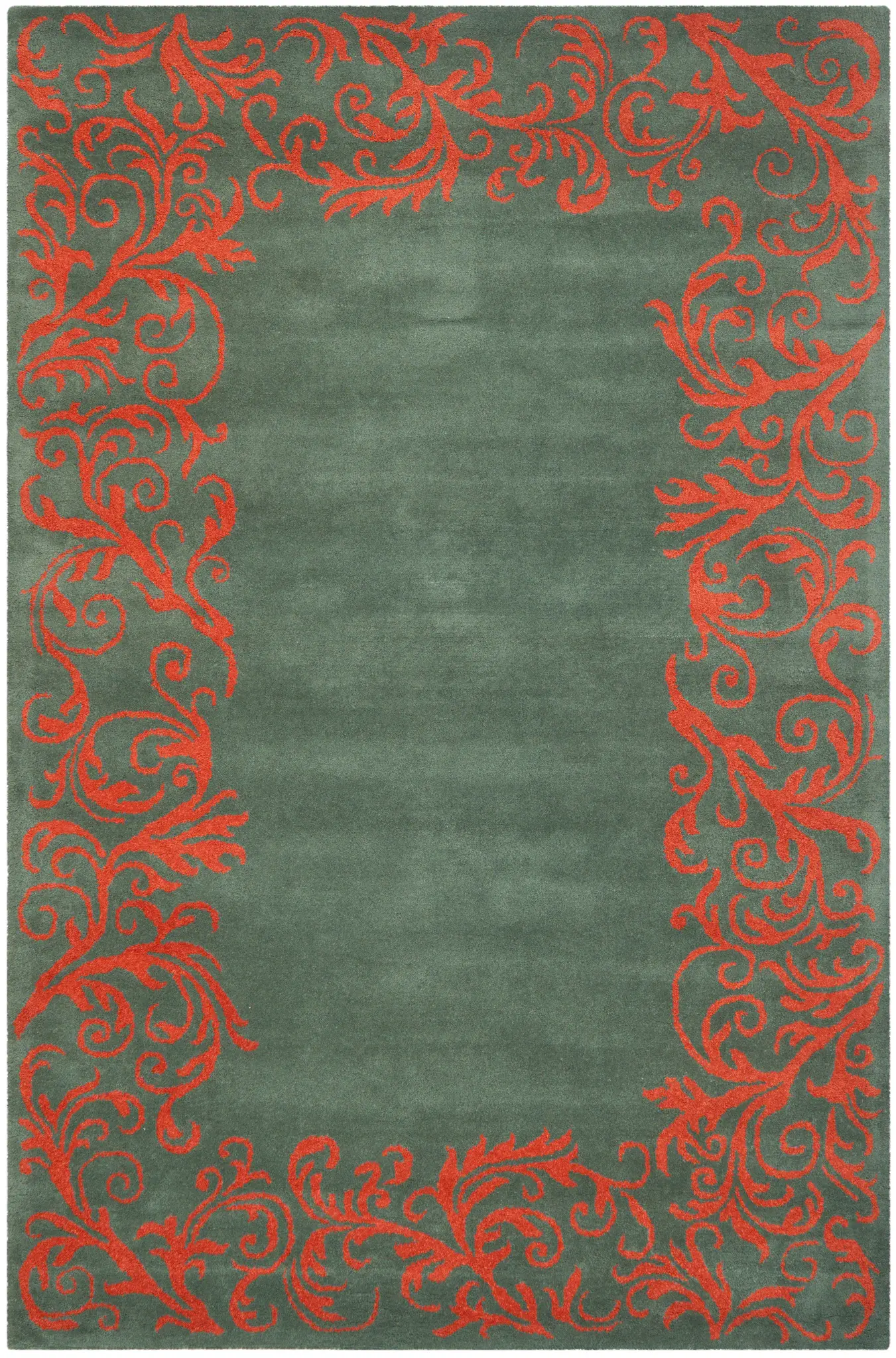Bella Scrolling Vine Border Hand-Tufted Rug