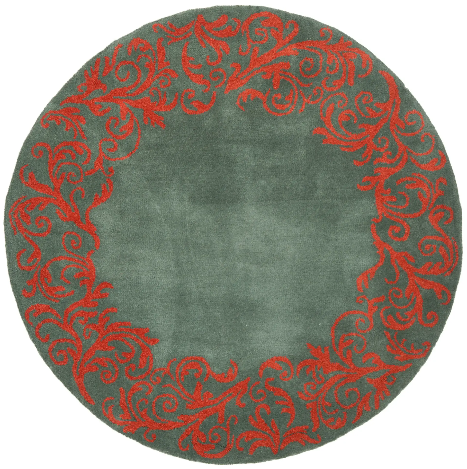 Bella Scrolling Vine Border Hand-Tufted Rug