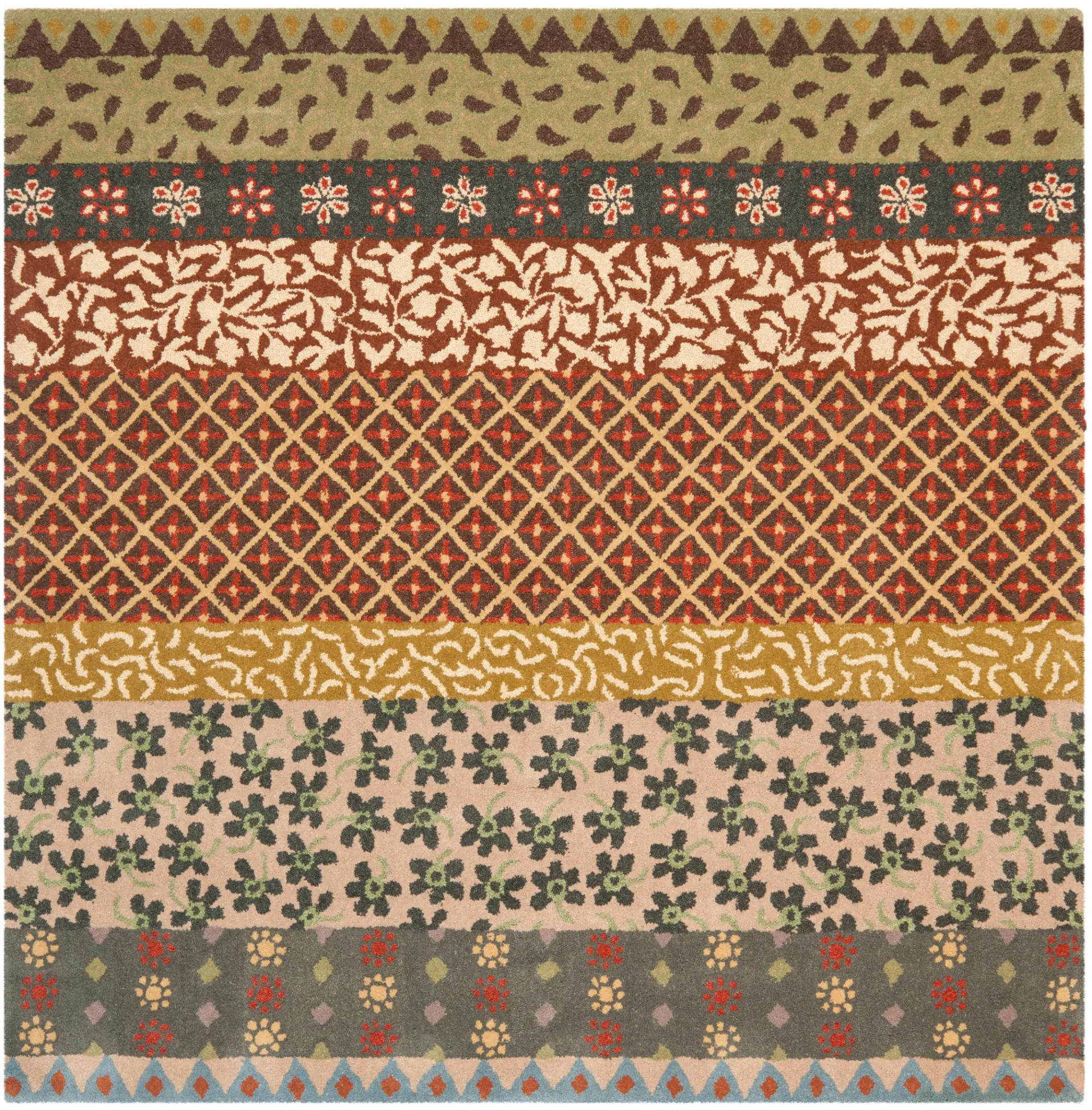 Bella Striped Patchwork Hand-Tufted Wool Rug