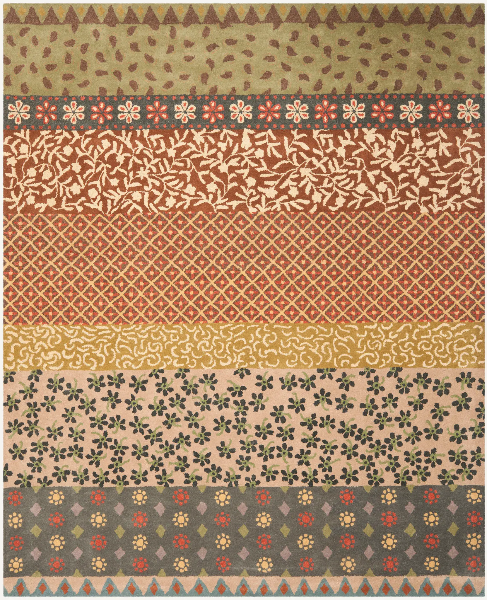 Bella Striped Patchwork Hand-Tufted Wool Rug