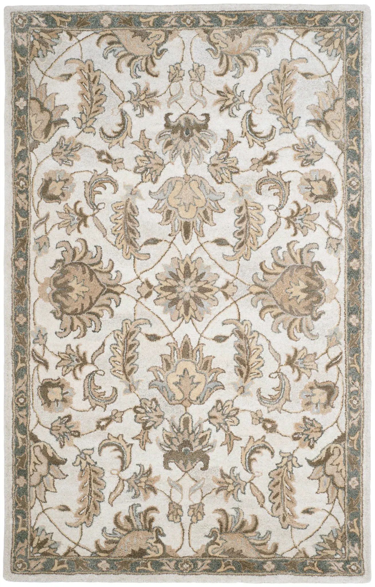 Bella Floral Border Hand-Tufted Viscose Rug