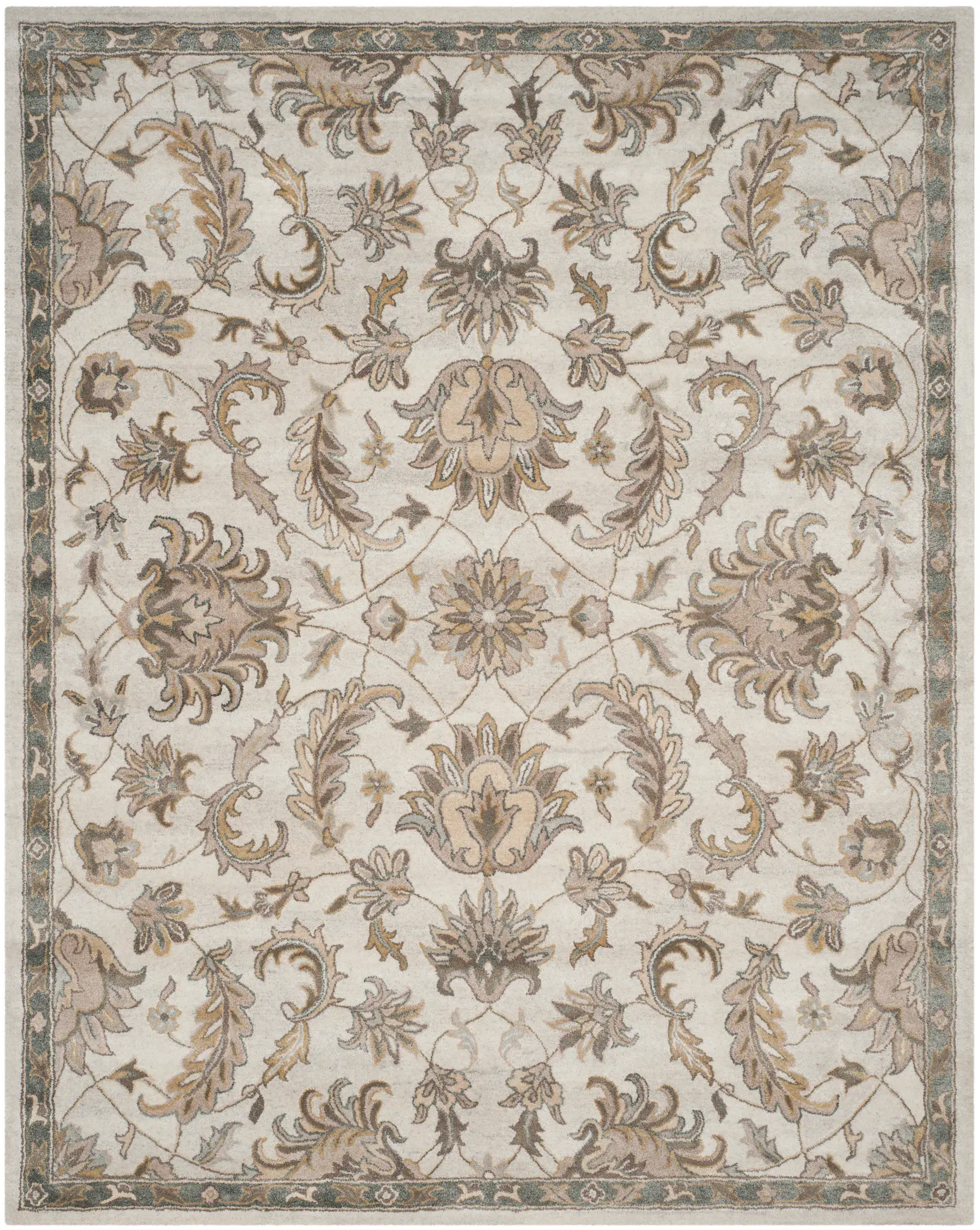 Bella Floral Border Hand-Tufted Viscose Rug