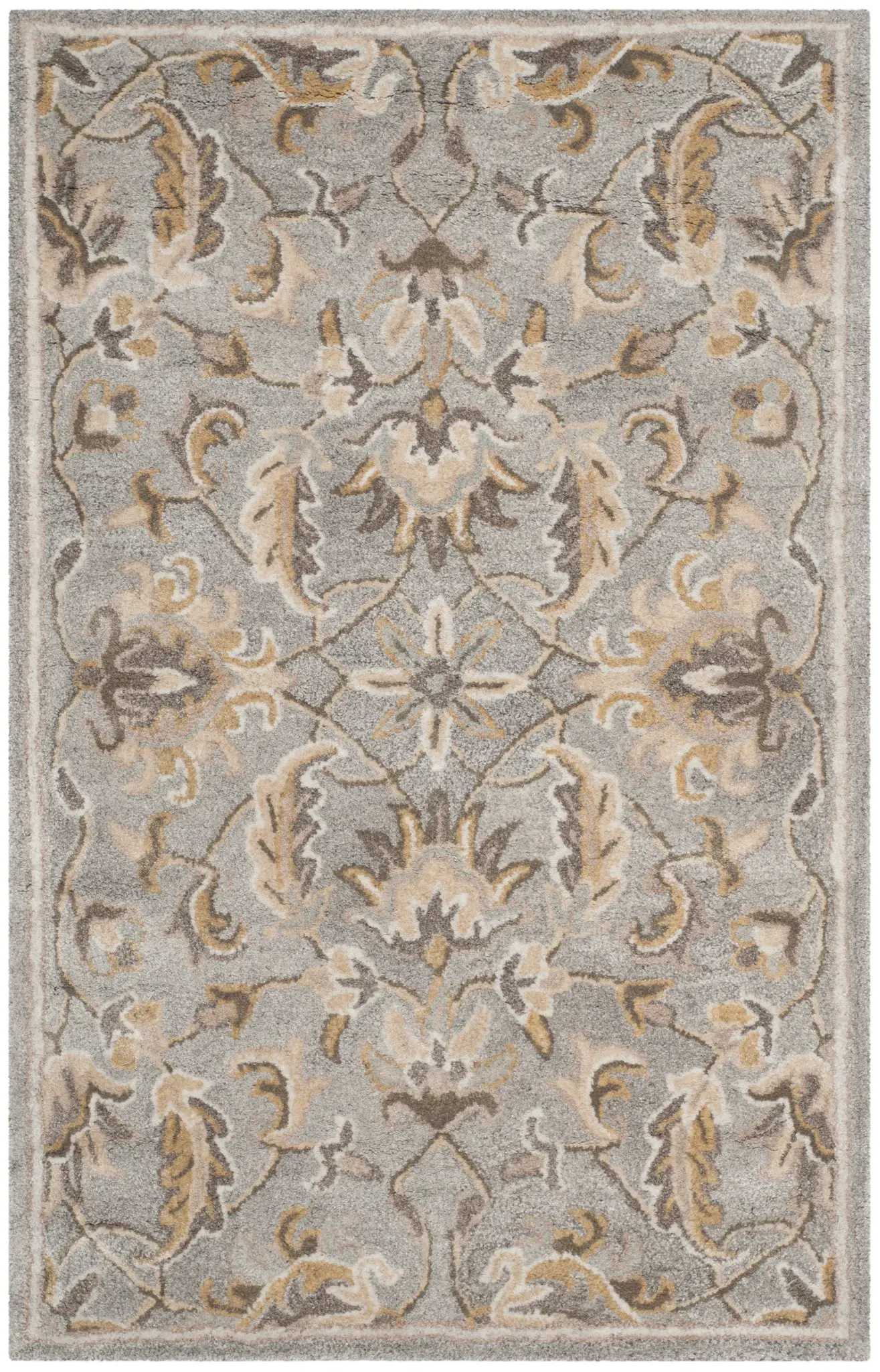 Bella Floral Border Hand-Tufted Viscose Rug