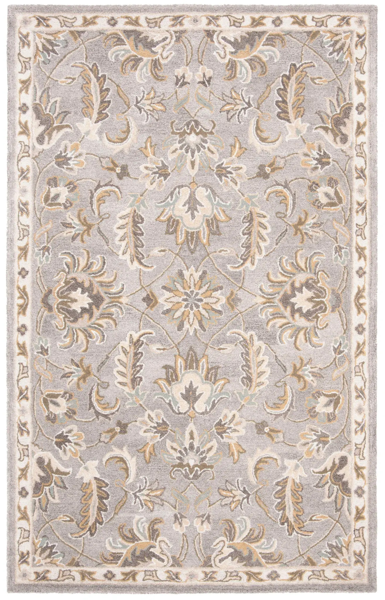 Bella Floral Border Hand-Tufted Viscose Rug