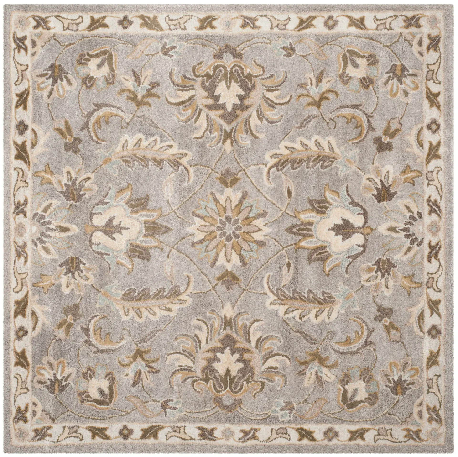 Bella Floral Border Hand-Tufted Viscose Rug
