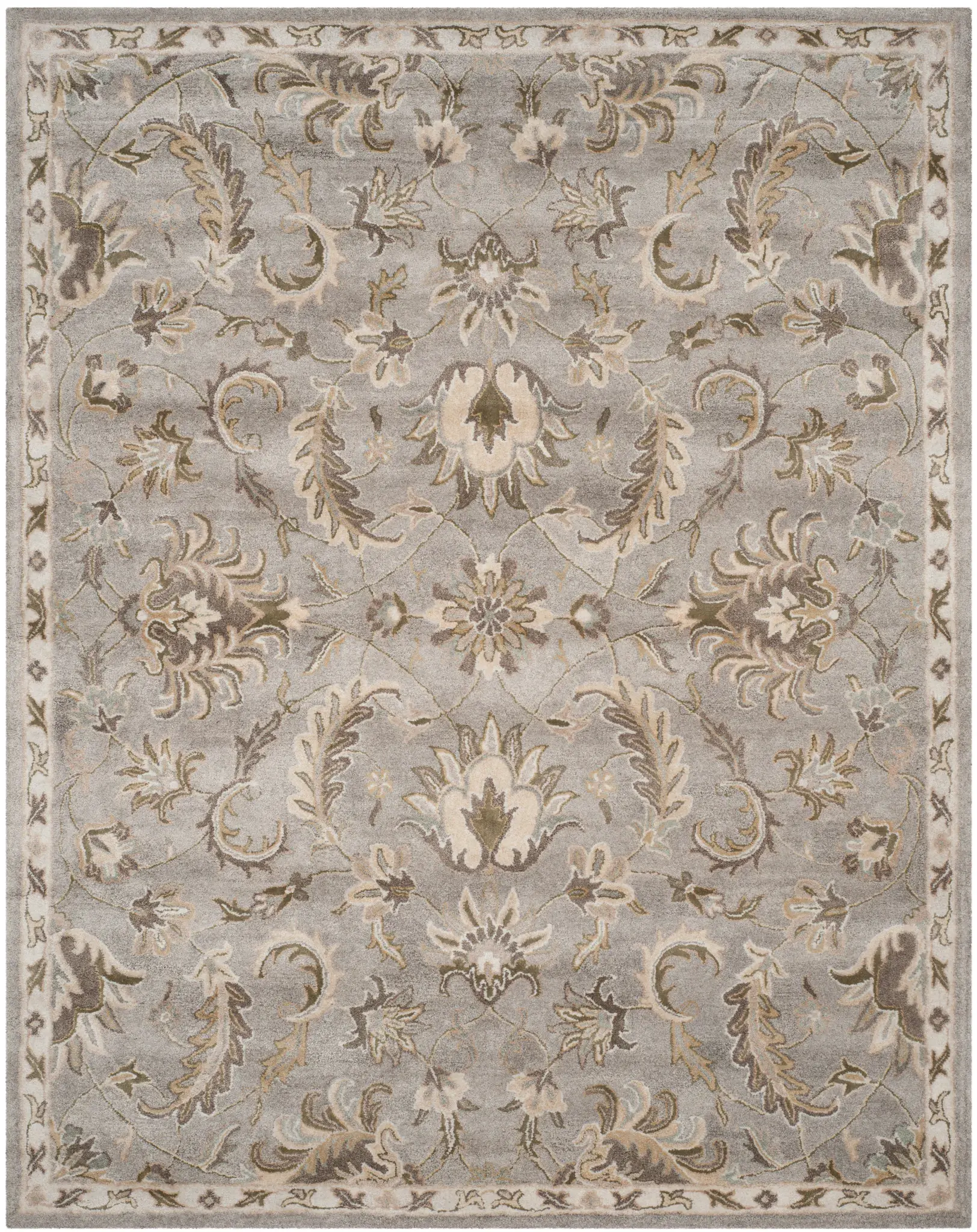 Bella Floral Border Hand-Tufted Viscose Rug
